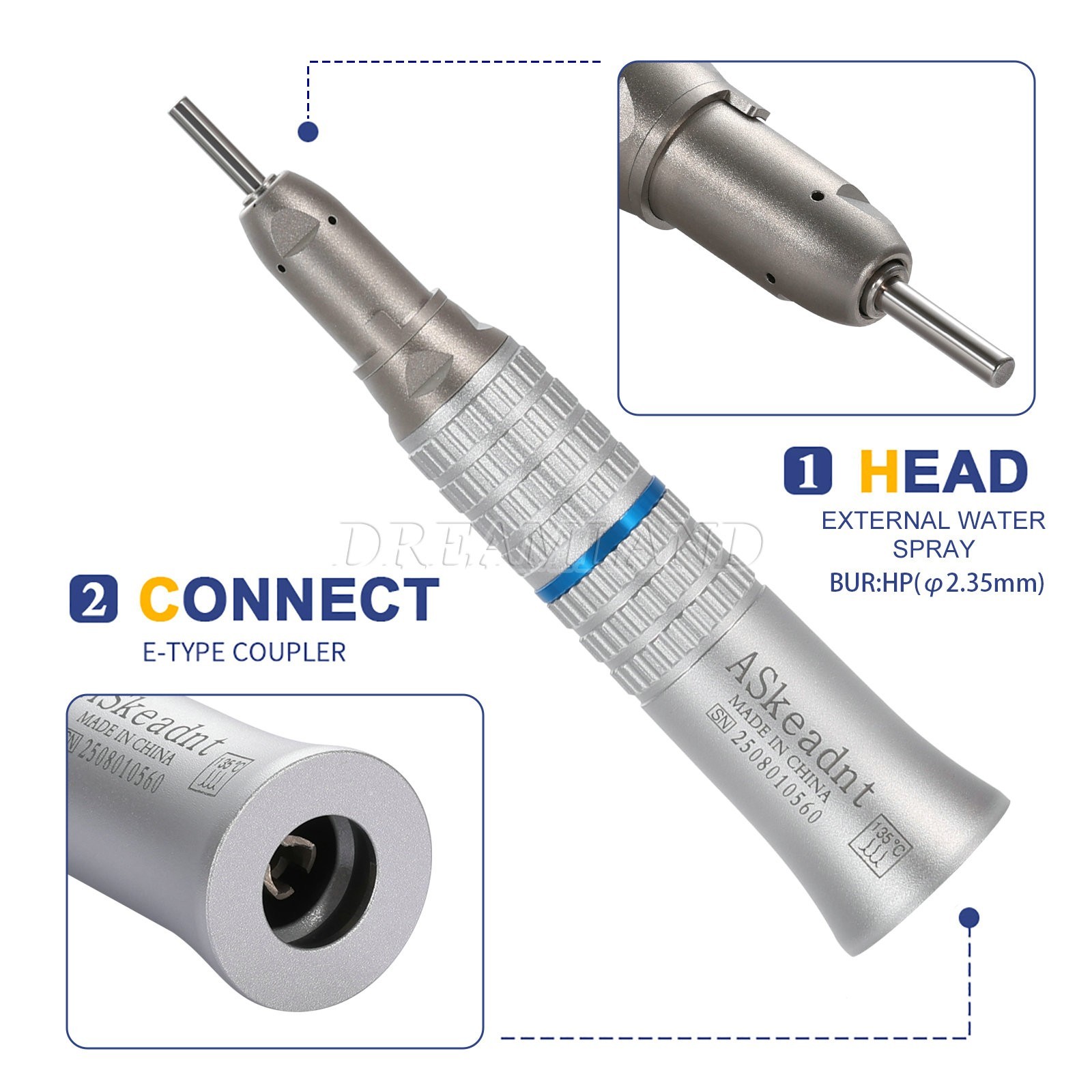 NSK Style Dental Slow Low Speed straight Handpiece Latch type E-Type connector