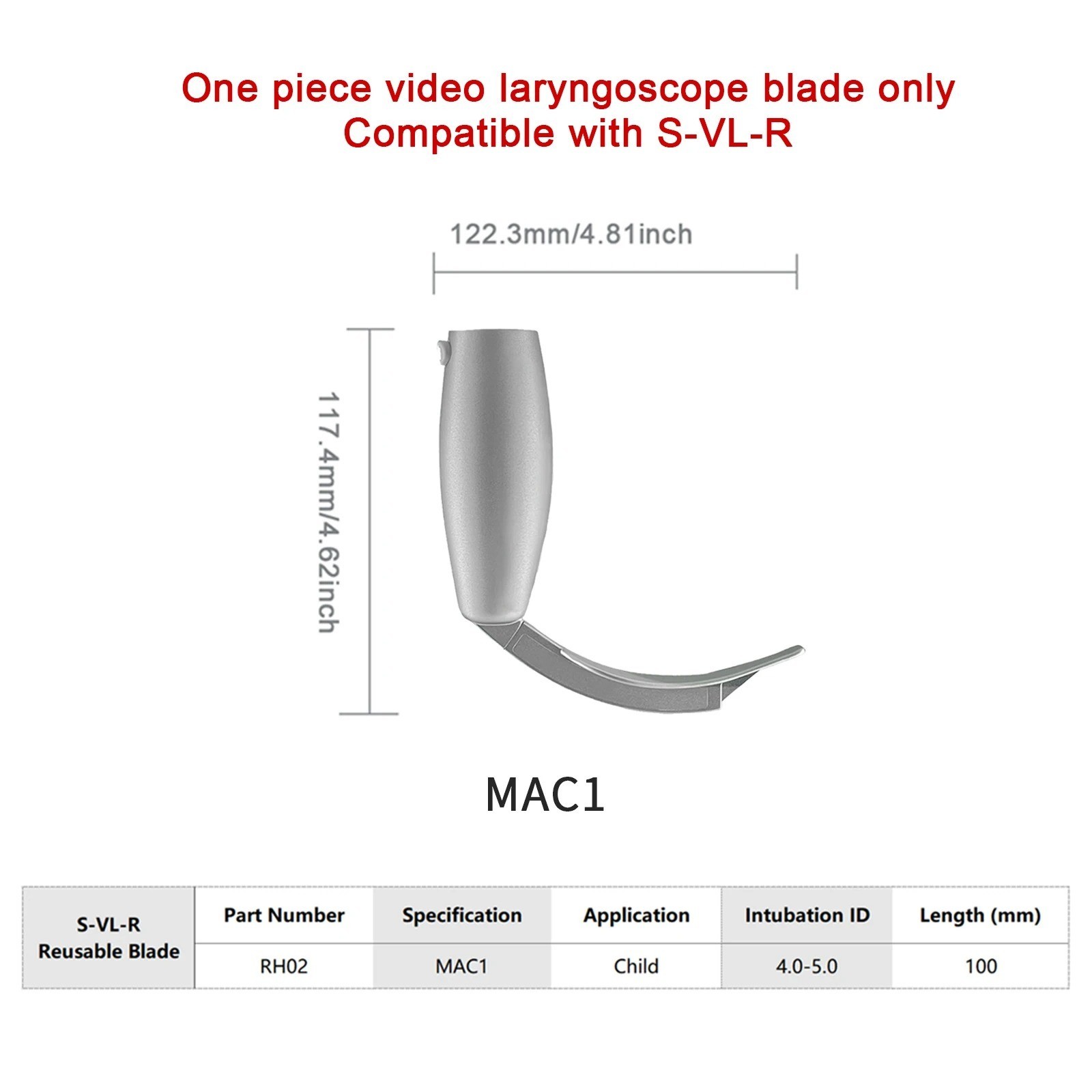 Video Laryngoscope Kit w/ Stainless Steel Blades, LMA, Guide Wire & Screen