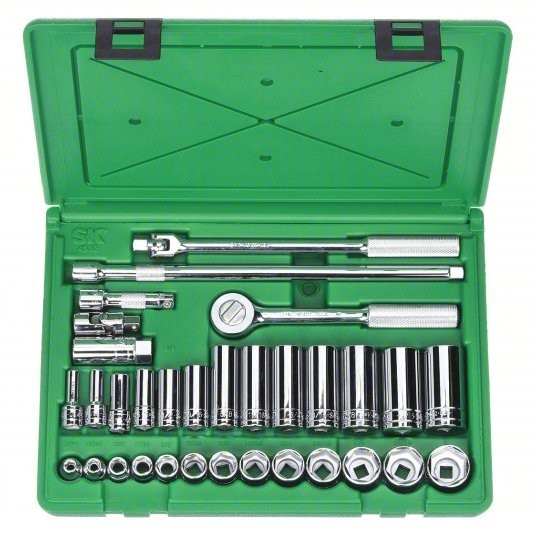 SK Tools 4532 32 Piece 3/8″ Drive 6 Pt Std and Deep SAE Socket Set