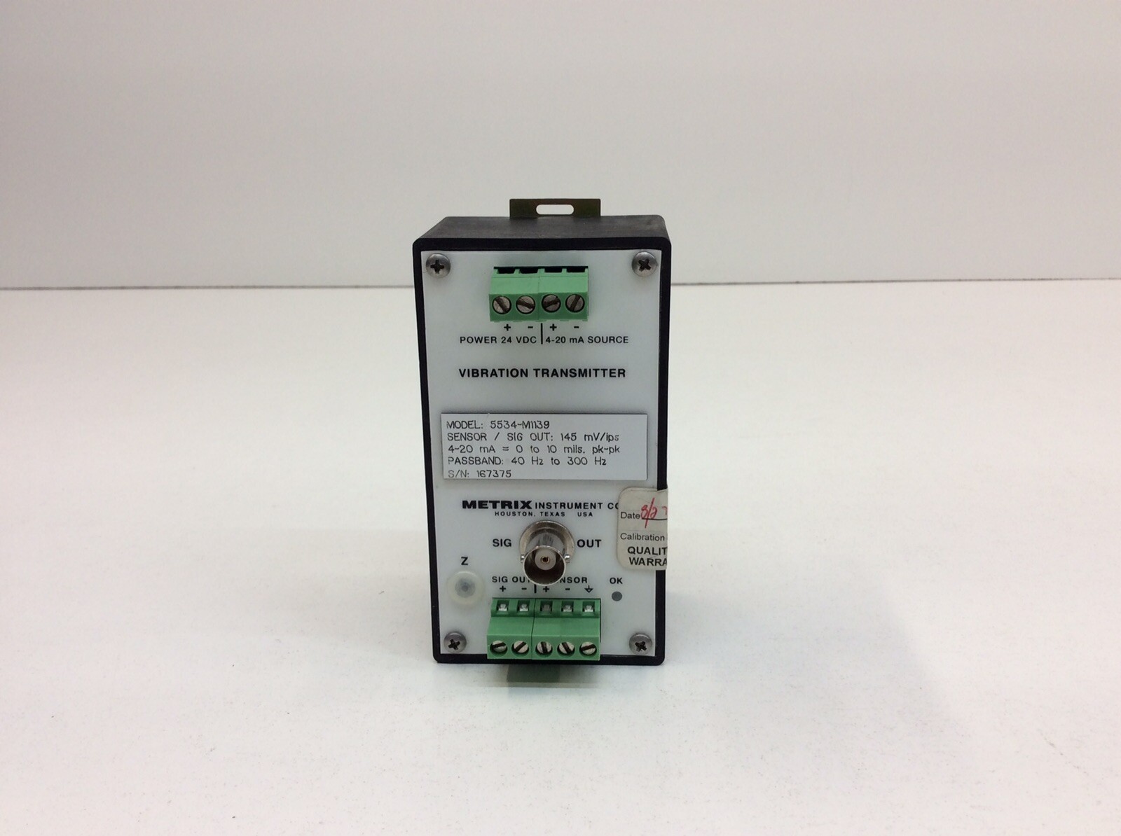 Metrix 5534-M1139 Vibration Transmitter 145 mV/ips 4-20mA 0-10 Mils 24VDC