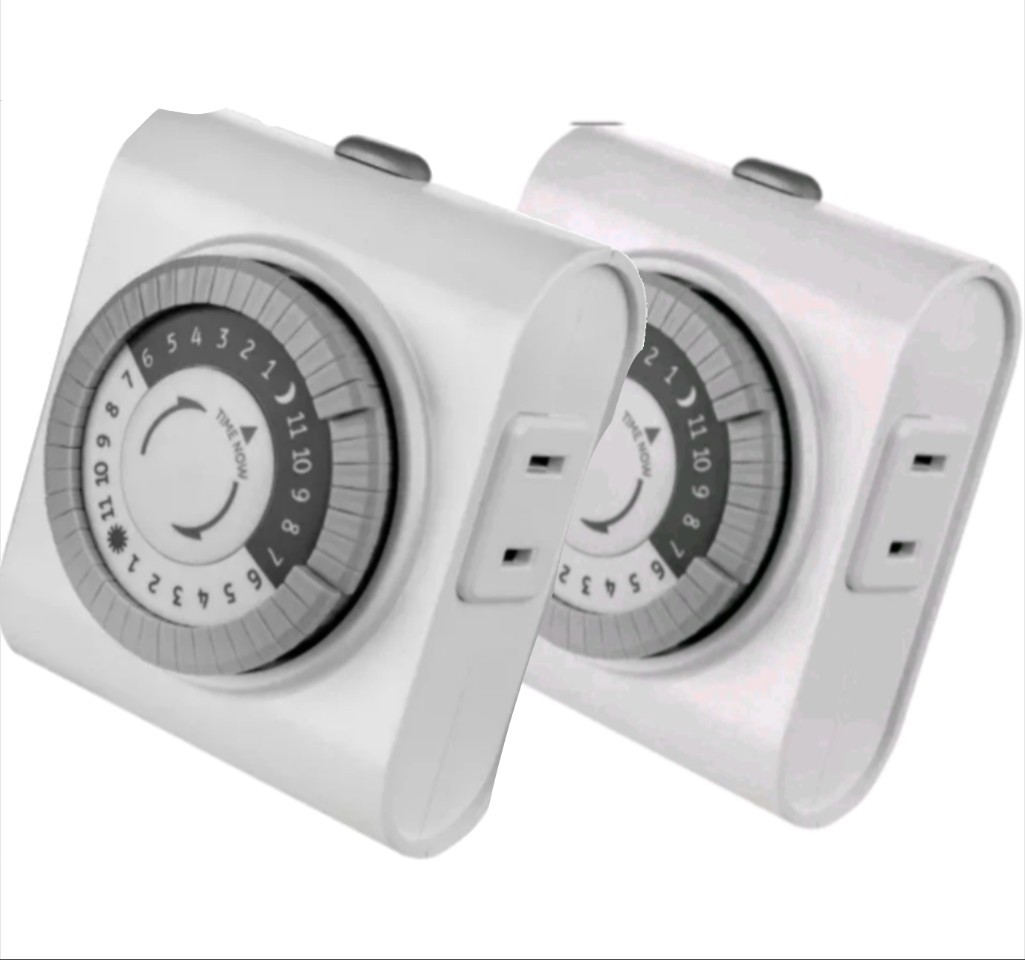 (2 Pack) – GE UltraPro Indoor Mechanical Timer – 24hr – Each w/2 Outlets – White