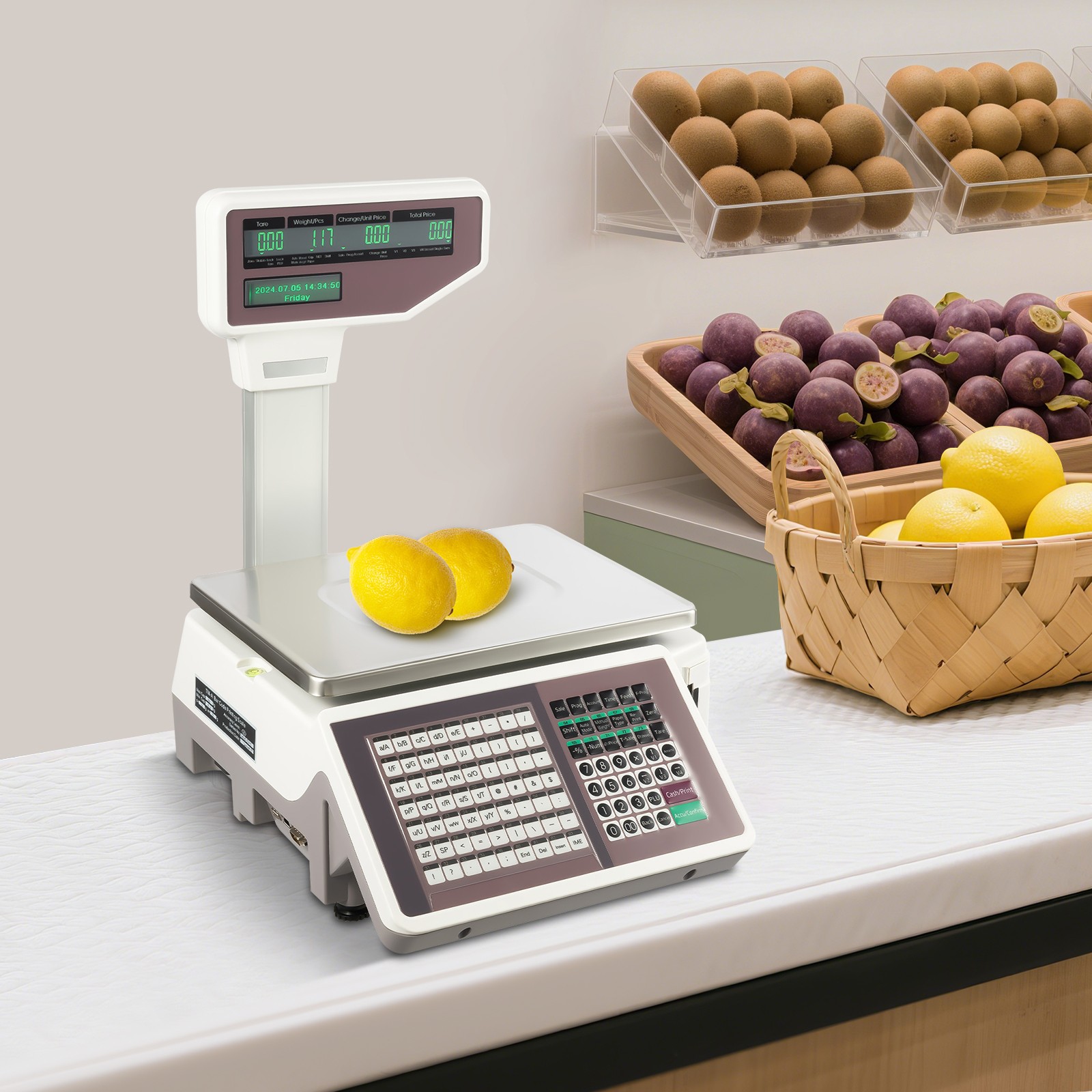 Commercial Digital Price Computing Scale with Thermal Label Printer Supermarket