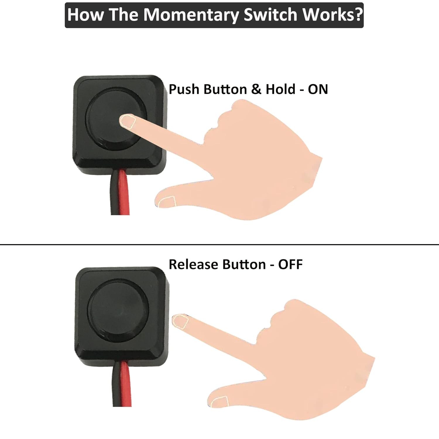 5PCS 12V Momentary Push Button Switch W/ 13.5 Inch Prewired Small Surface Mount