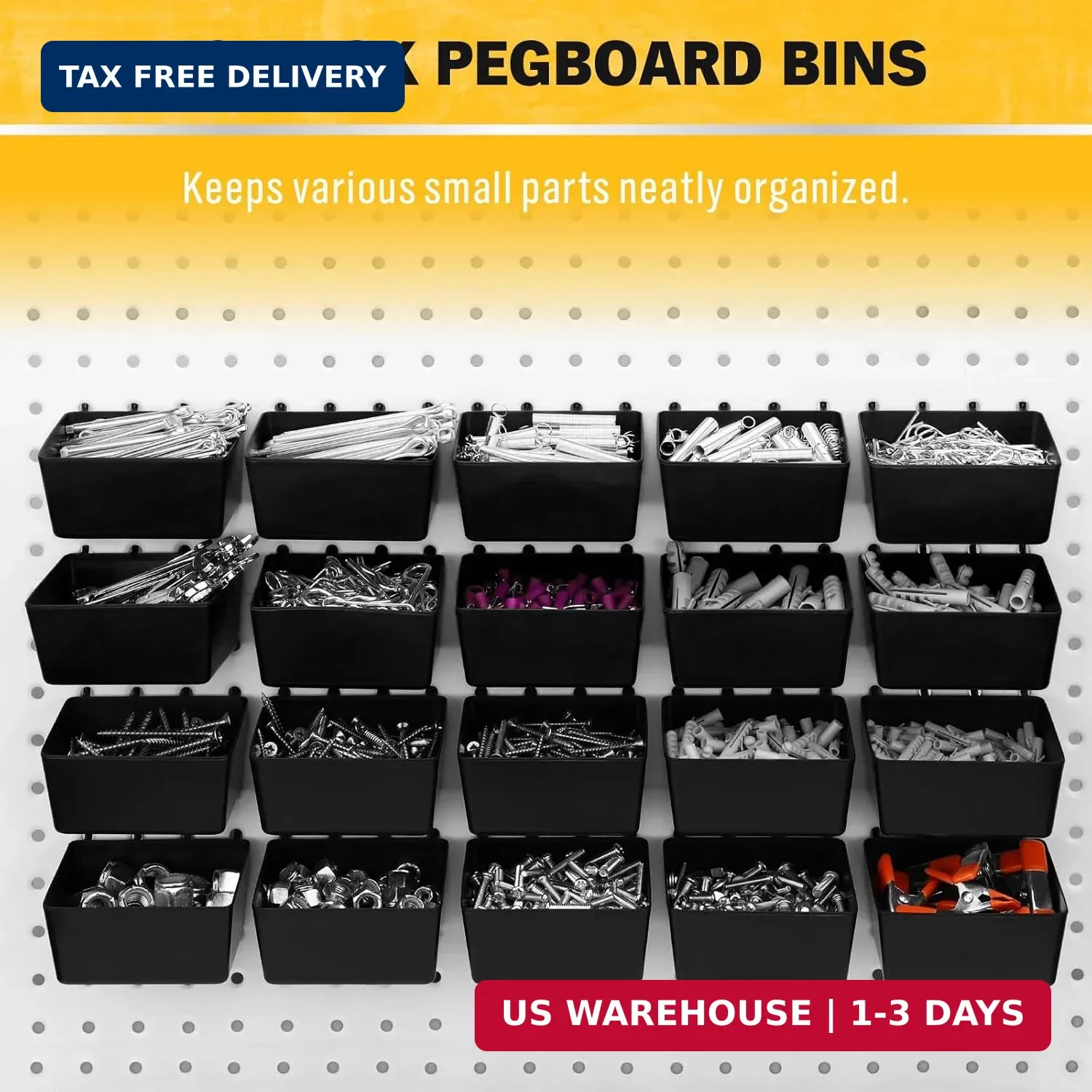 ELEAD 286-Piece Extra Thick Pegboard Hooks Set, 1/4″ Heavy Duty Black Peg Board