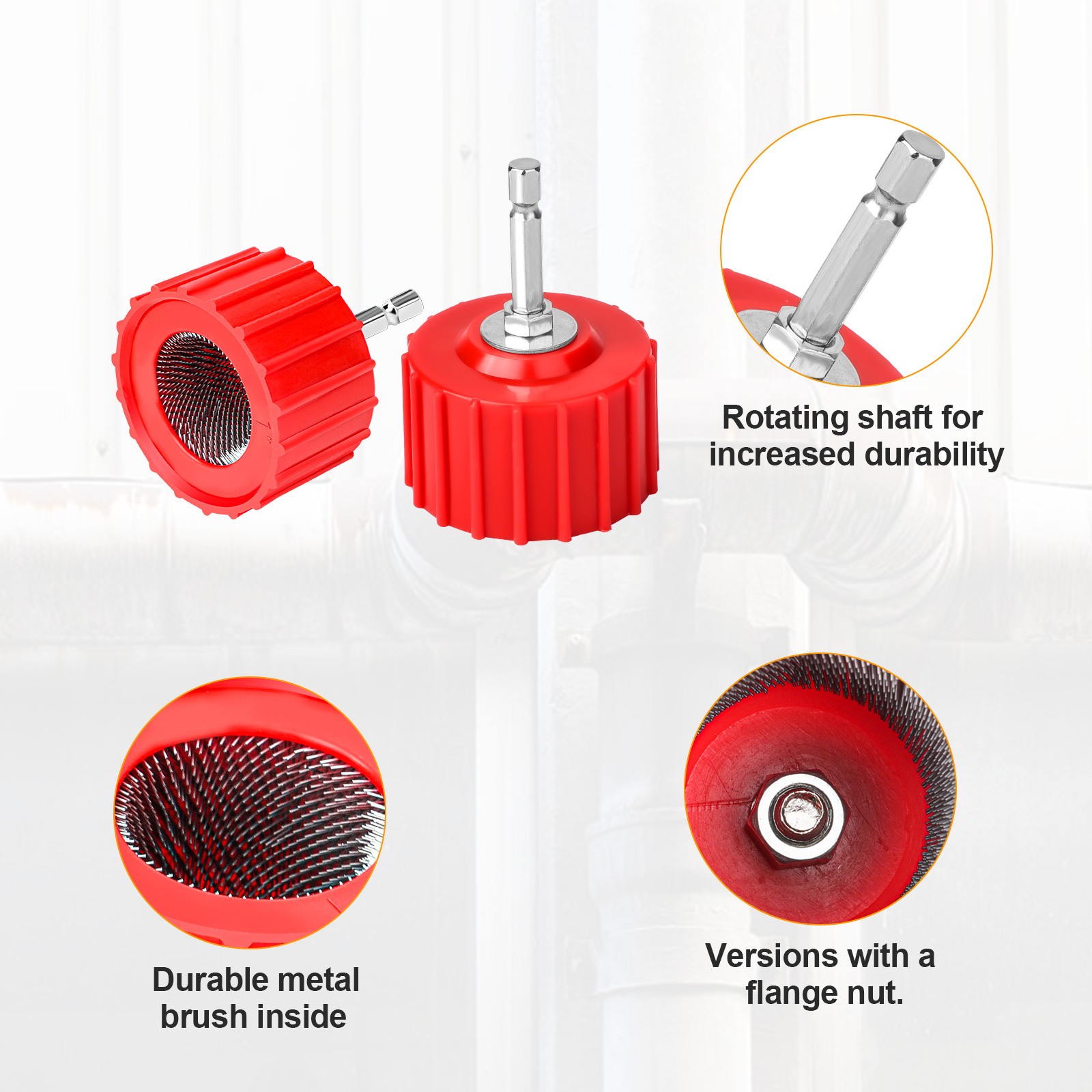 1/2″ 3/4″ 1″Copper Pipe Cleaning Kit w/ Wire Brush for Drill Plumbing Welding