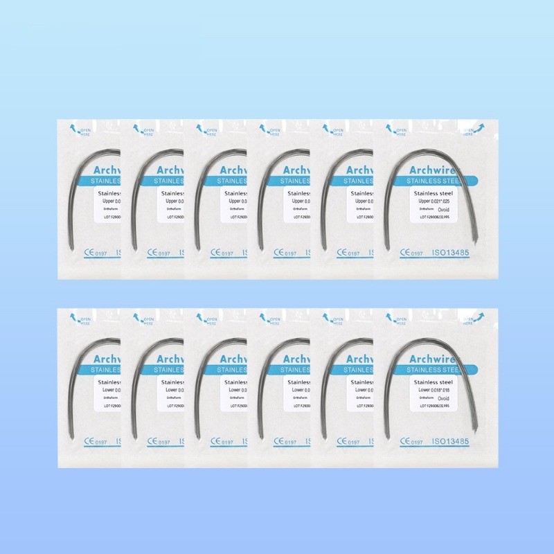 Dental Orthodontic Arch Wires Stainless Steel Ovoid Round/Rectangular 100Pcs/Bag