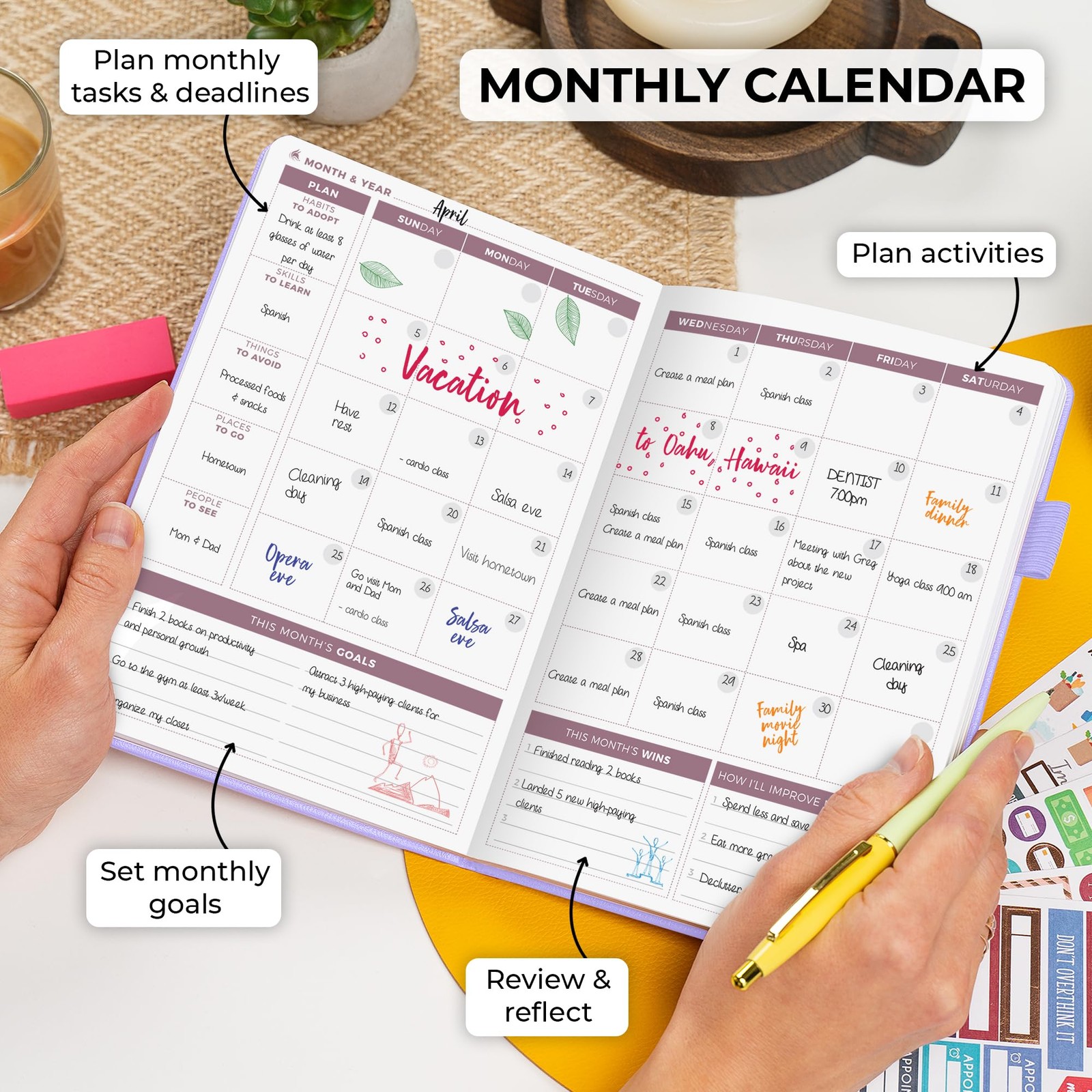 Clever Fox Planner 2nd Edition – A5 (5.8» x 8.3») Lay-Flat, Lavender