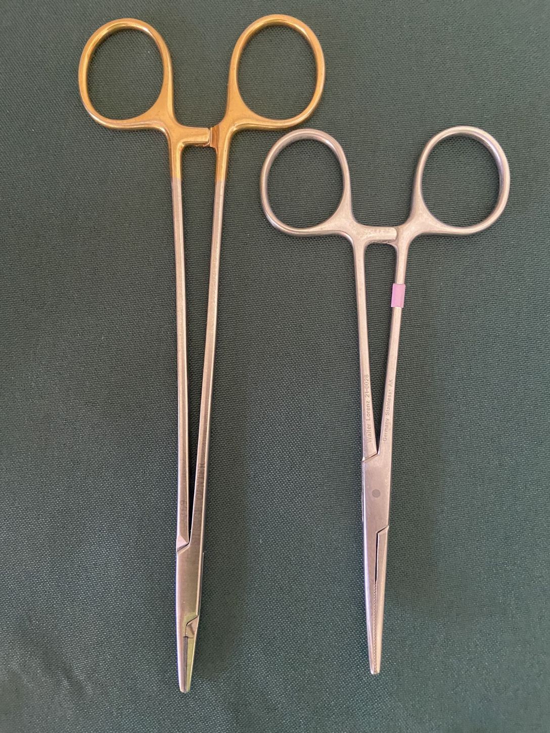 9 Used Medical Forceps 1 Gold Handle Lorenz H&H Co KLS Curved Straight Stainless
