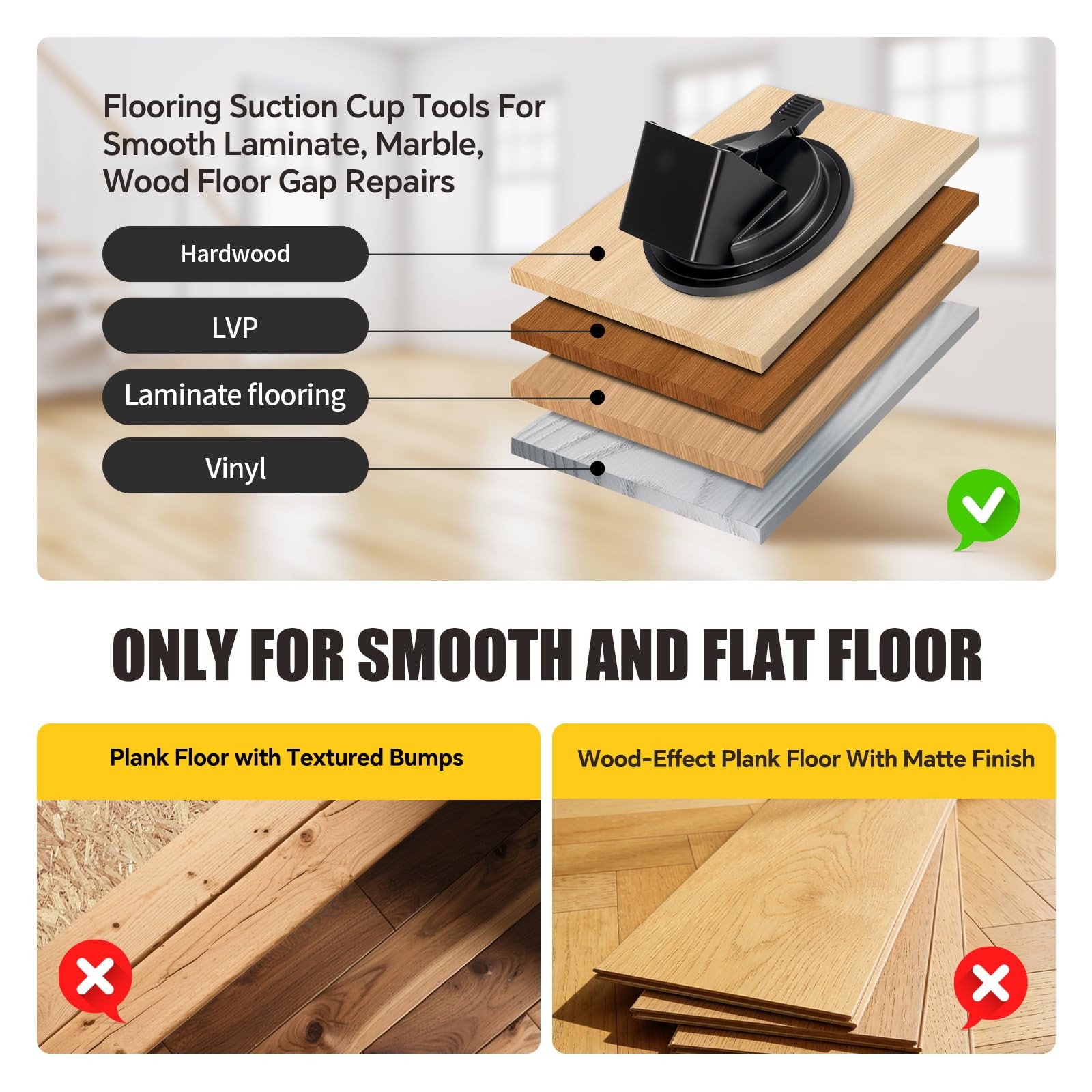 Heavy Duty Floor Gap Fixer Tool, Laminate Flooring Tool 5.2 inches, Black-B01