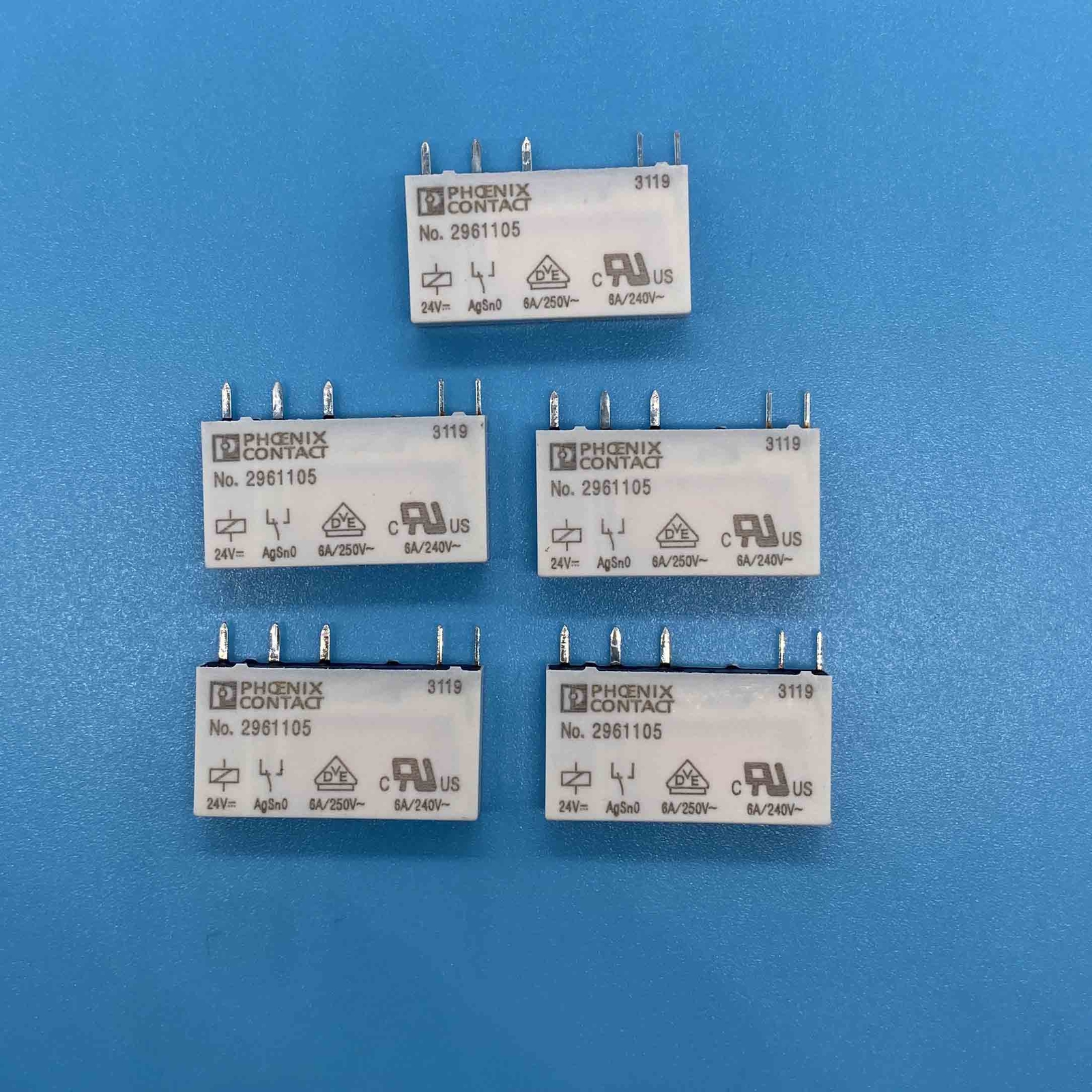 24VDC 6A 250VAC 5-Pin For No.2961105 Phoenix Contact Power Relay (Pack of 10)