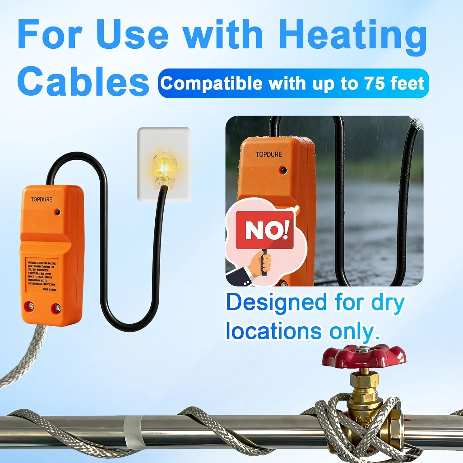 Freeze Free Connector Kit – Plug and End Seal ETL Certified Pipe Heat Cable Conn