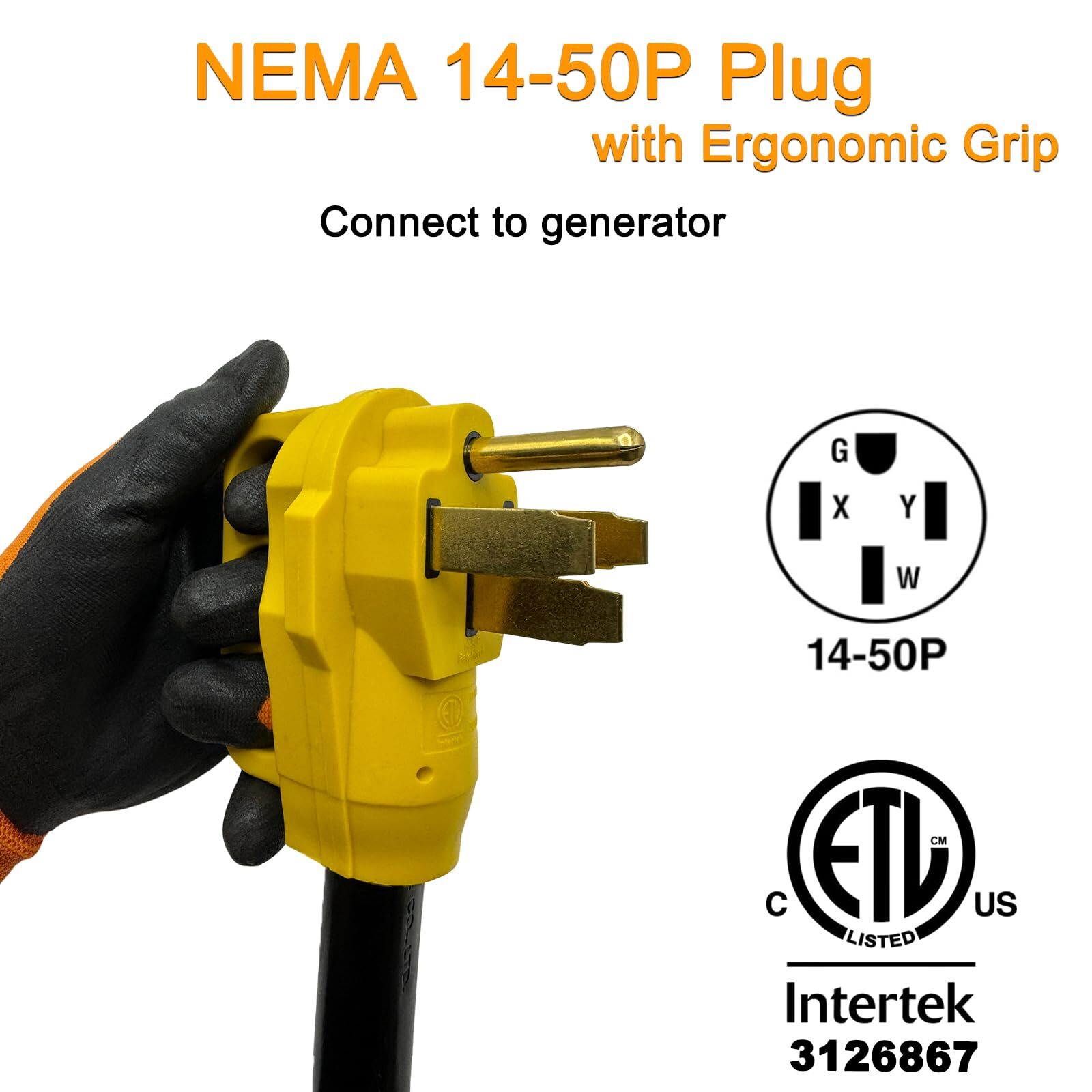 Welder Adapter Cord 50 Amp,STW 6 AWG NEMA 14-50P Male to 6-50R Female Heavy Duty
