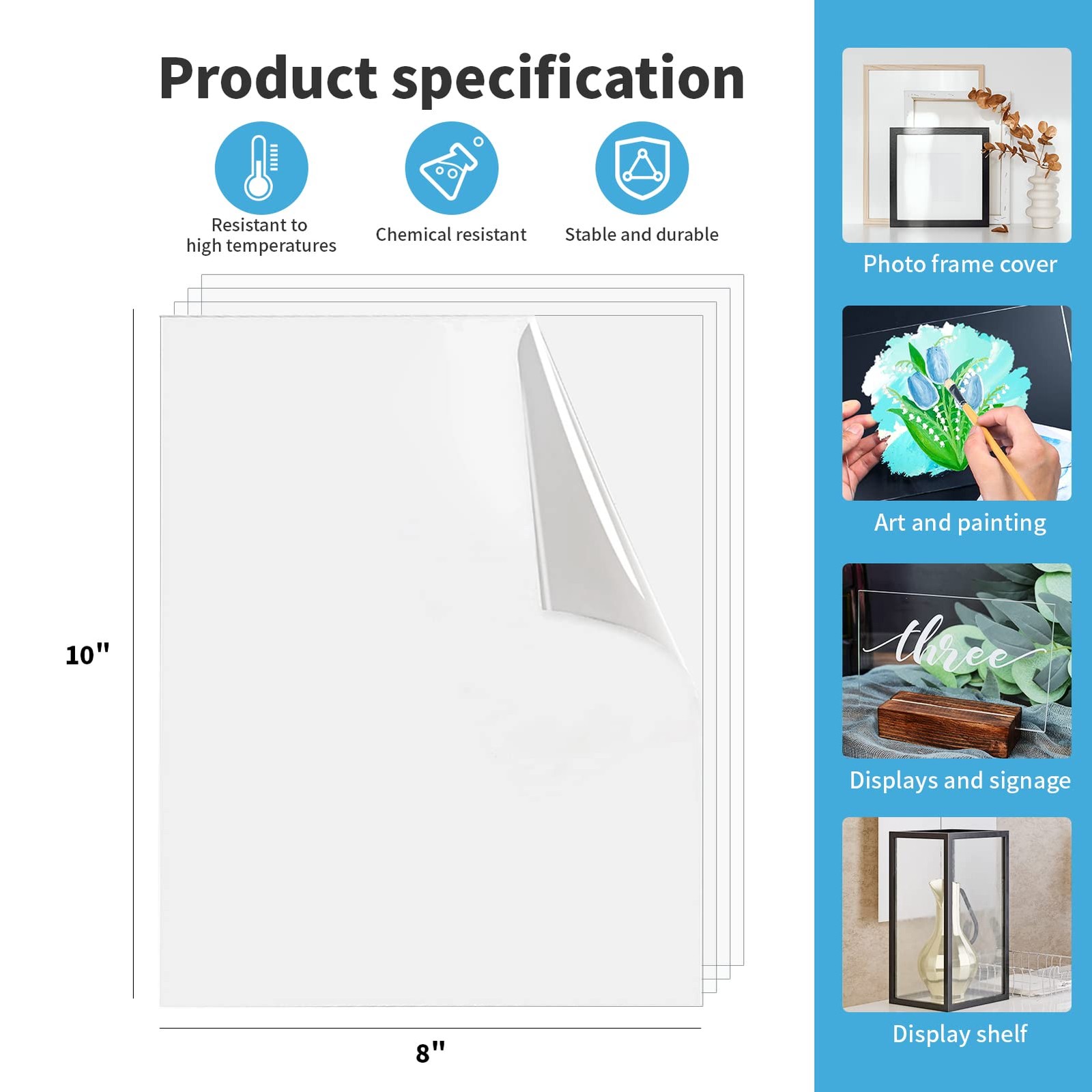 5Pack of 8×10″ PET/Plexiglass Sheets, Transparent Clear Flexible Plastic Shee…