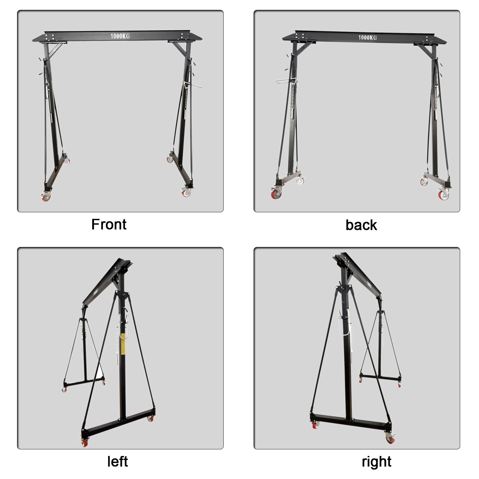 1T/ 2204LB Capacity Portable Mobile Gantry Crane 2.4-3.6m/94.5-141.7» Height