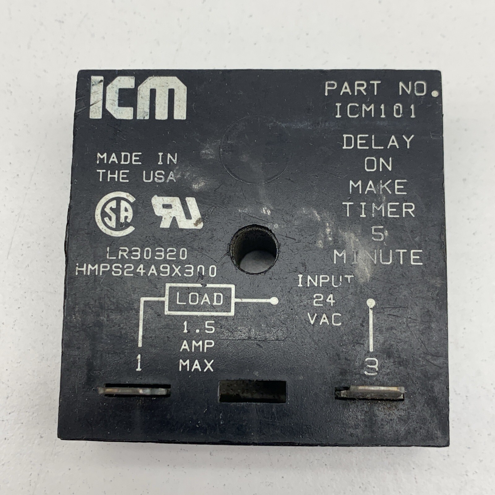 ICM HMPS24A9X300 Thermal Time Delay Relay 24VAC 5-Minutes LR30320 ICM101