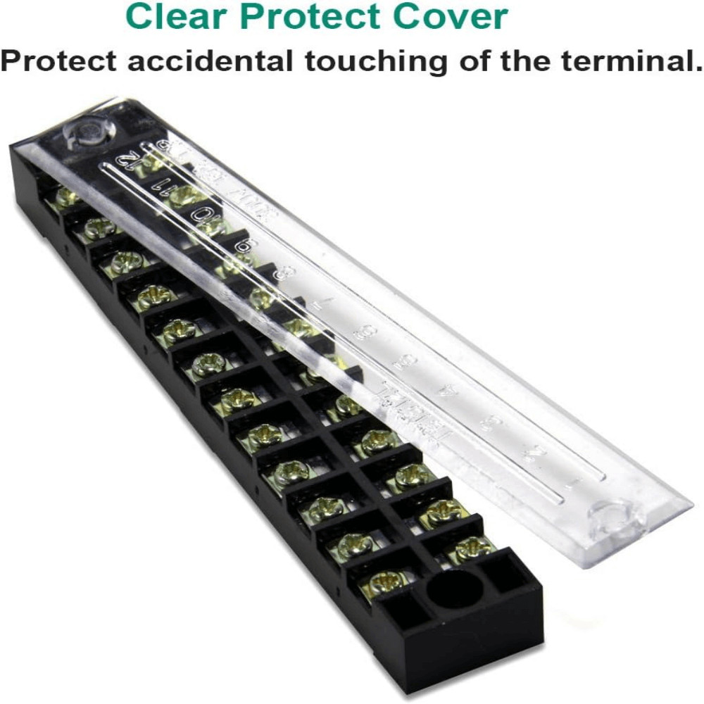 12-Positions Dual Row 600V 15A Screw Terminal Blocks Pre-Insulated Barrier Strip