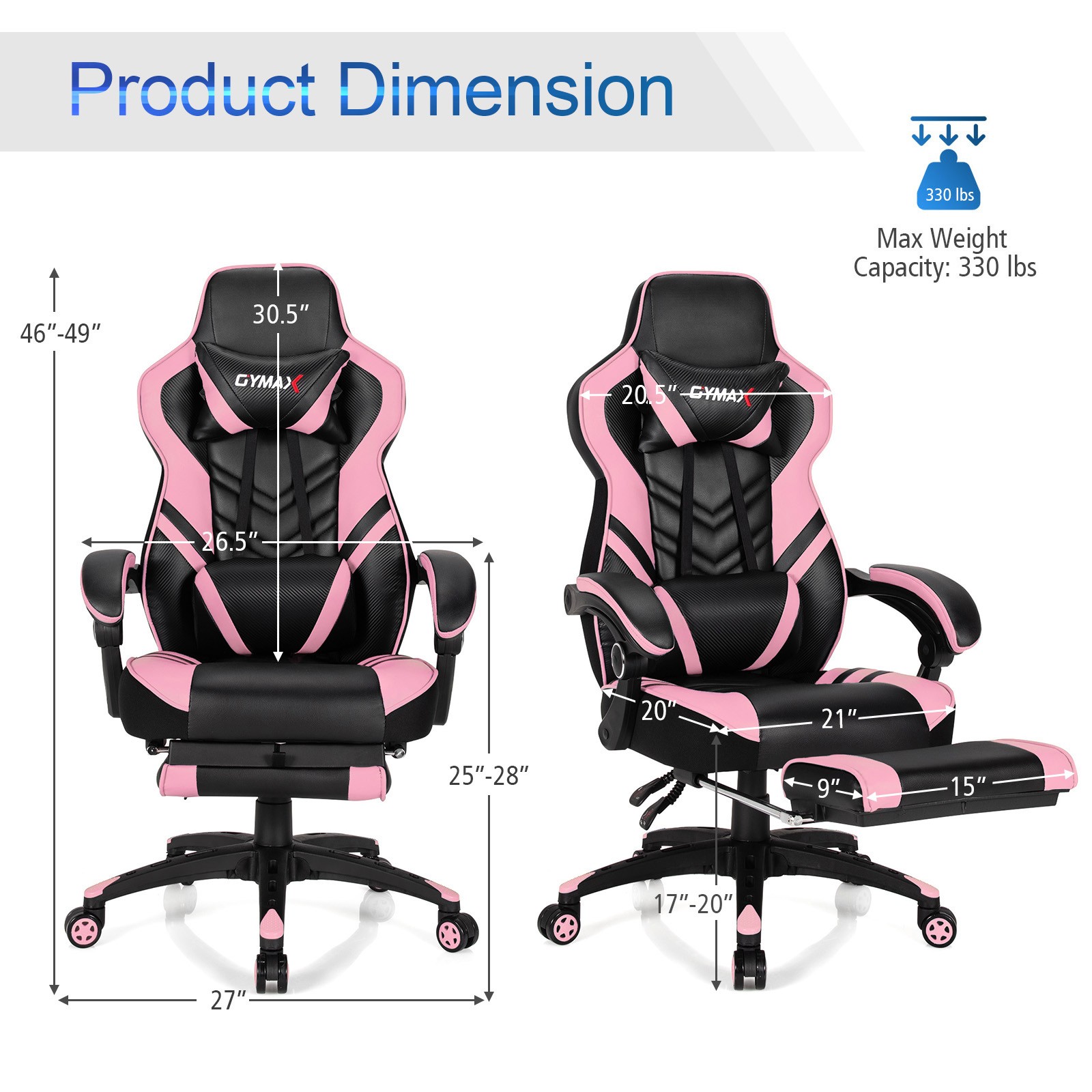 Costway Gaming Chair Adjustable Swivel Office Computer Desk Chair w/Footrest