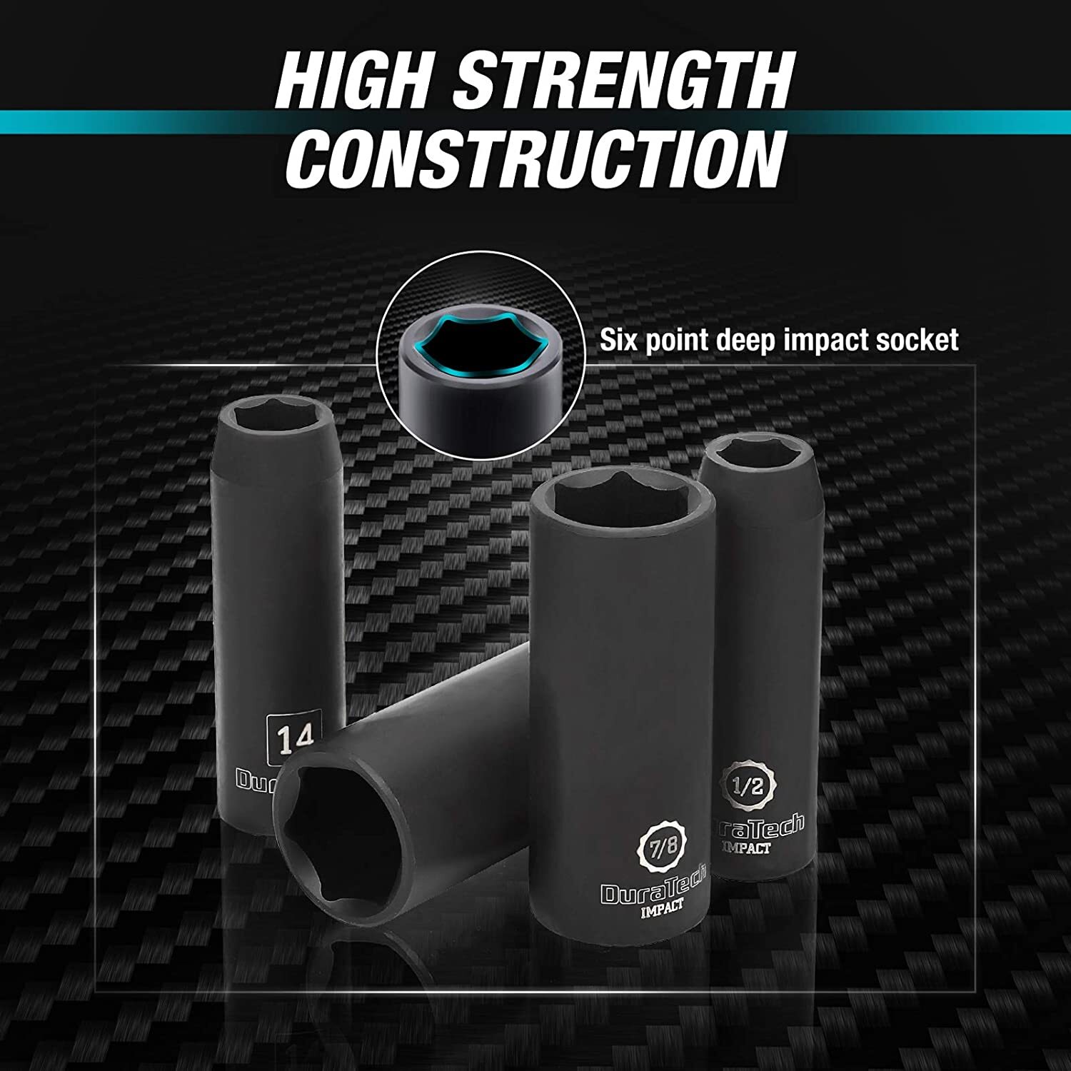 DURATECH 24PC Impact Socket Set 1/2″ Dr Deep Impact Socket Set Metric SAE w/Case