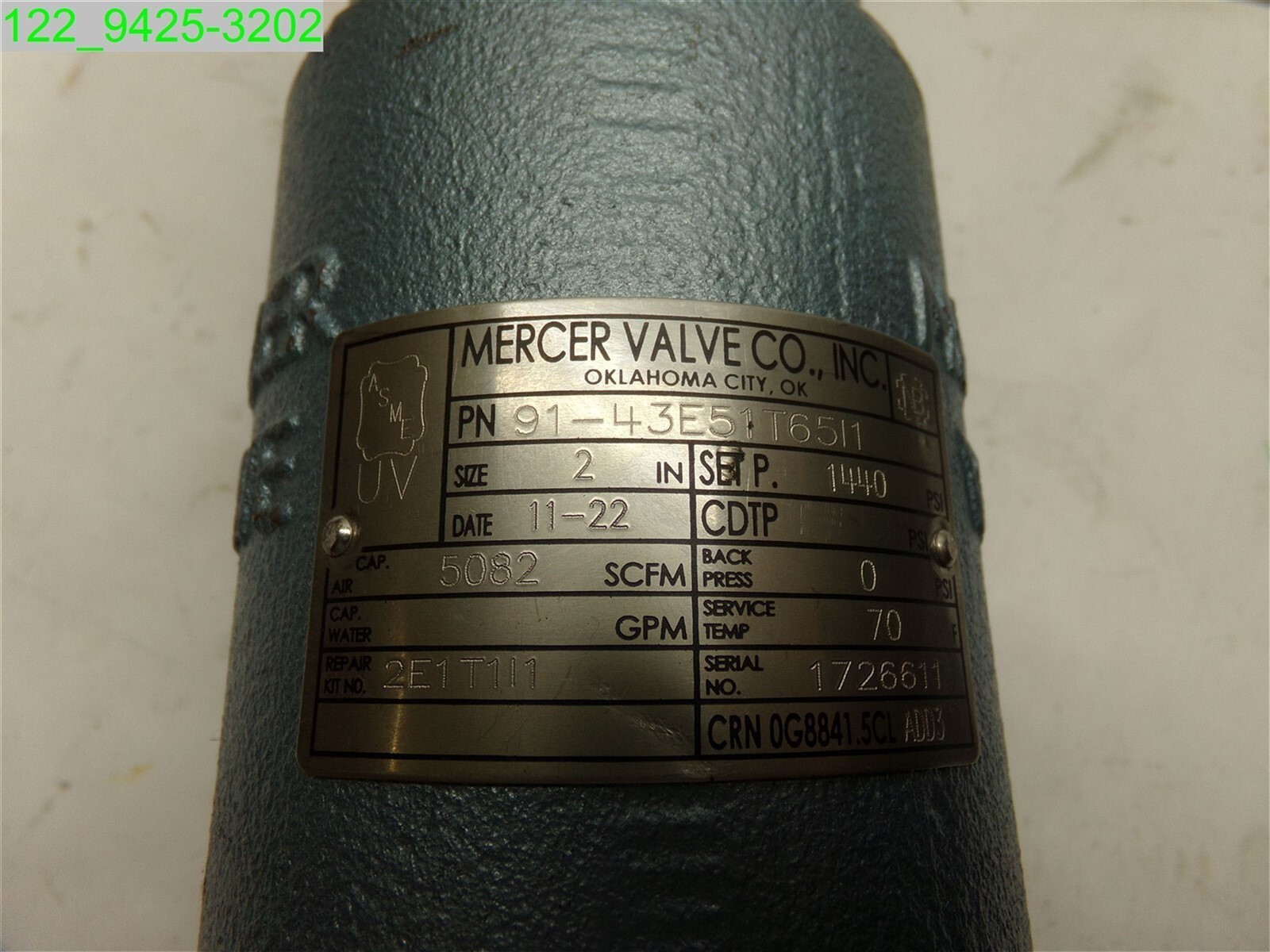 MERCER 2″ VALVE 91-43E51T65I1 1440 PSI 9100 SERIES