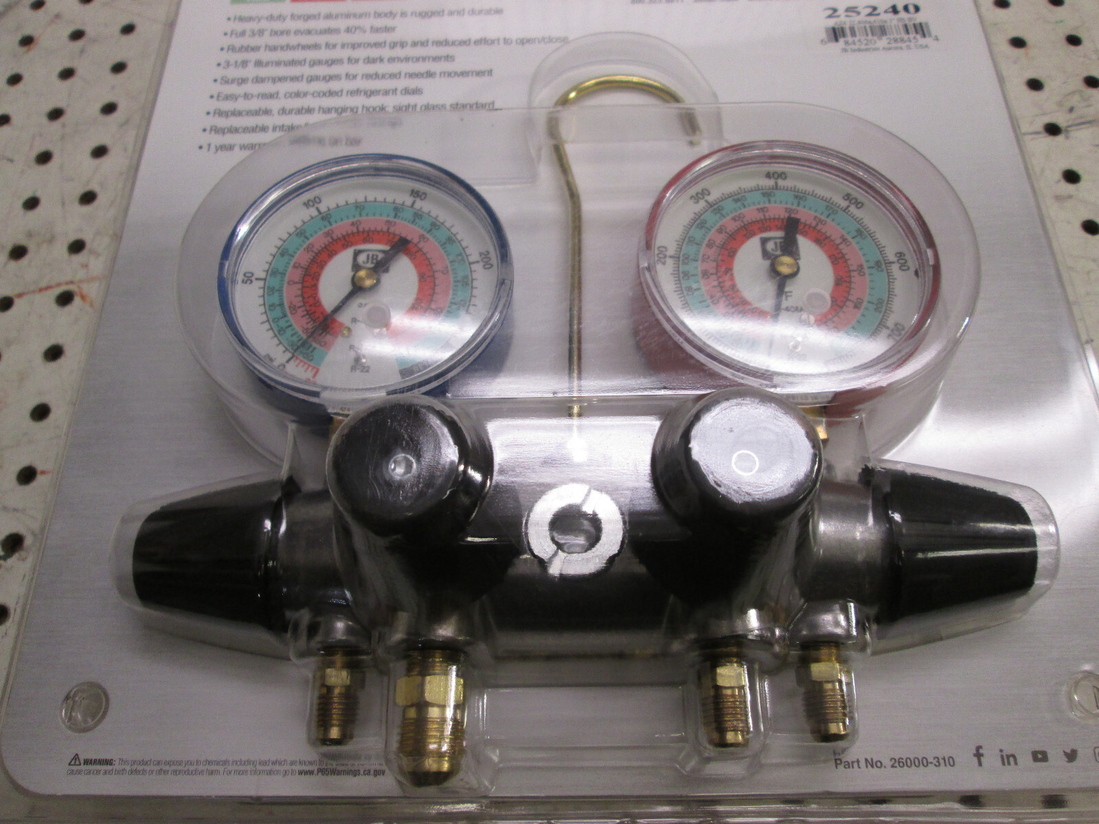 25240 JB Industries 4 Valve Aluminum Manifold R-22/R404A/R410A 3-1/8″ Illuminati