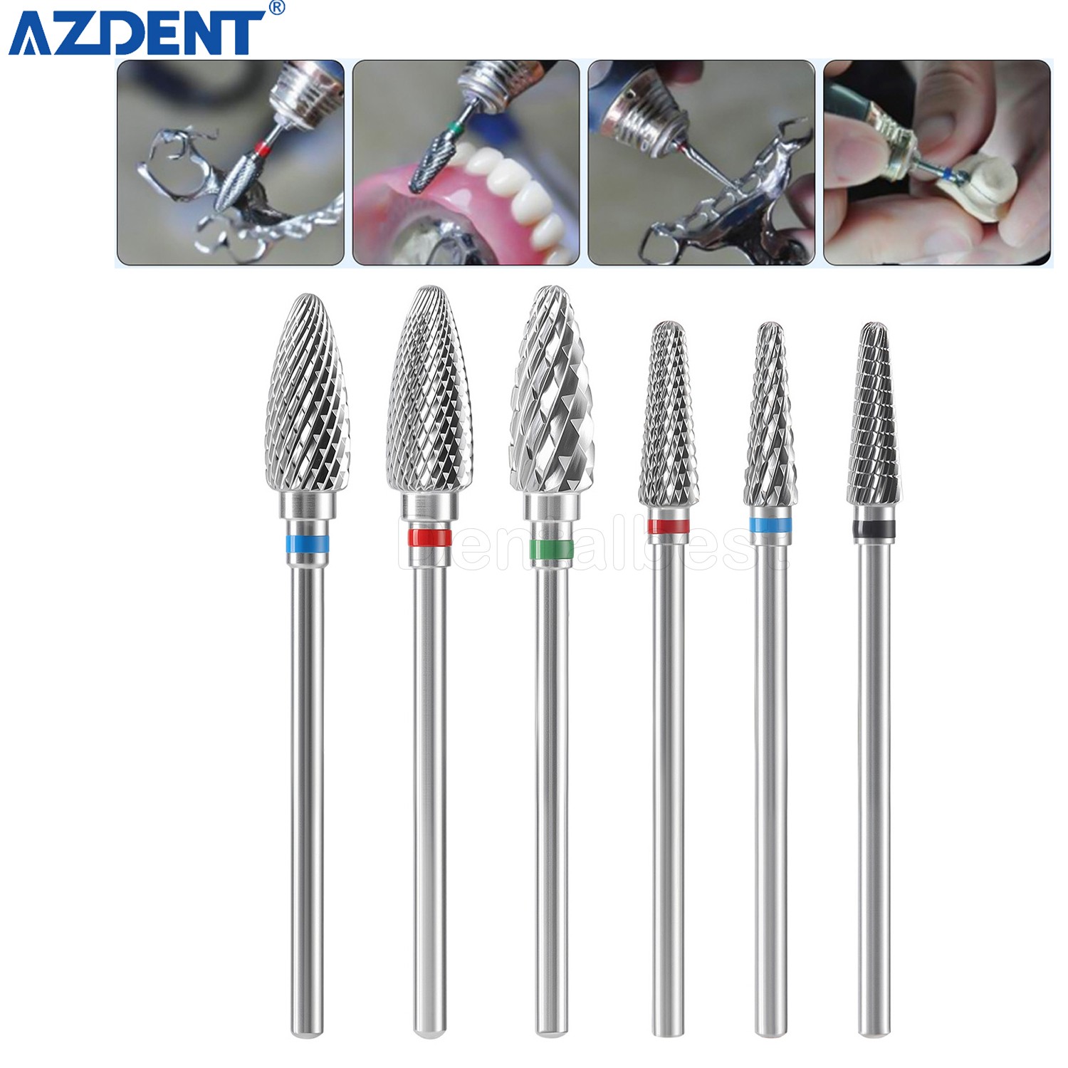 AZDENT Dental Lab Polishing Burs Drills Tungsten Steel Carbide Bur HP 2.35mm
