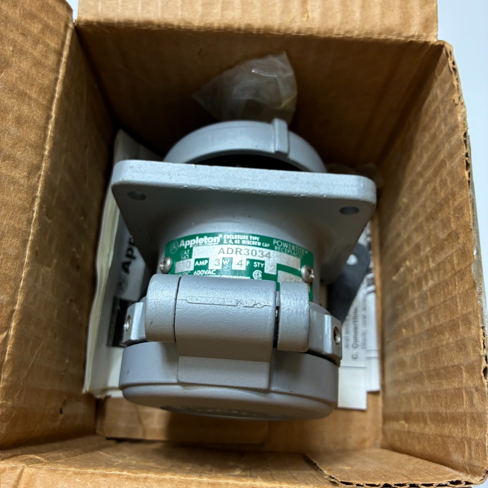 Appleton ADR3034 30A 600V 4P Powertite Receptacle w/ Box