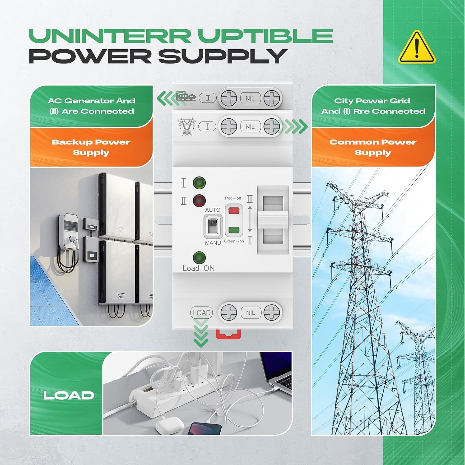 Automatic/Manual Power Transfer Switch 2P 63A for Reliable Energy Supply