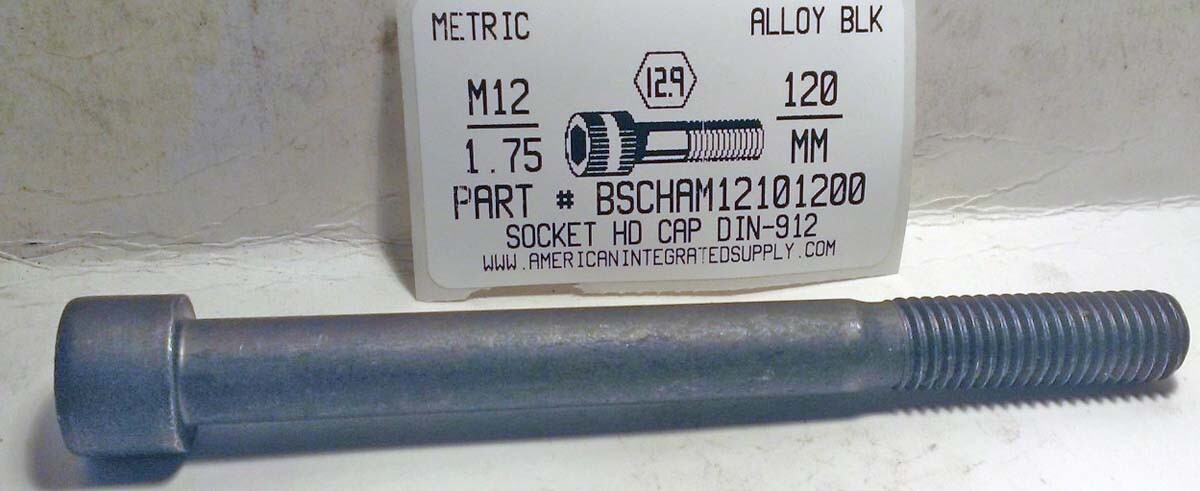 M12-1.75X120MM SOCKET HEAD CAP SCREWS GRADE 12.9 STEEL BLACK (3)
