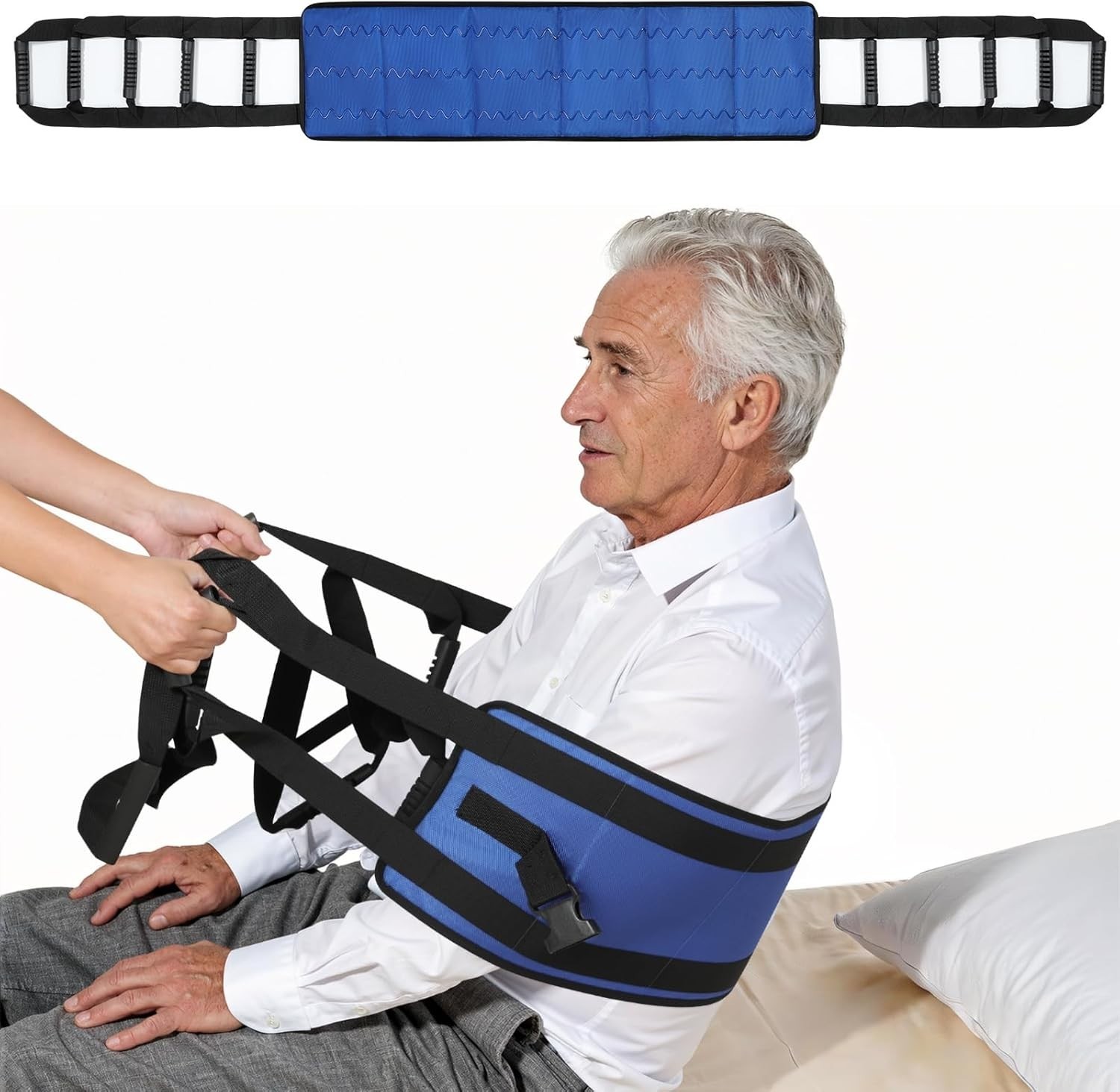 Rhino Valley Transfer Sling Gait Belt 10 Handles 330lbs Blue