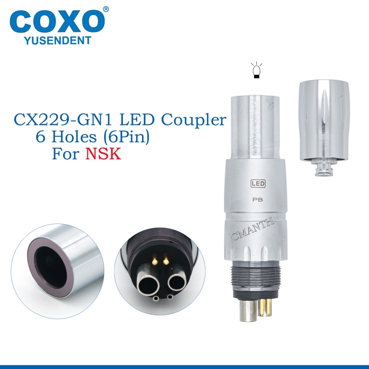 COXO Dental Fiber Optic High Speed Turbine 6Hole Coupler Fit WH KAVO NSK SIRONA