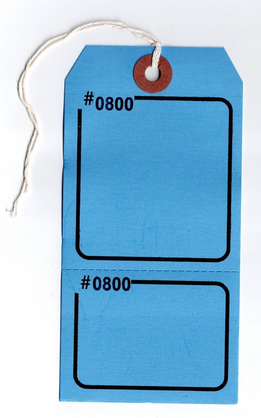 Claim Tag, 2-Part, Blue, 5.75″ x 2.875″, Numbered, Pre-Strung, 13-Pt – Pk/100