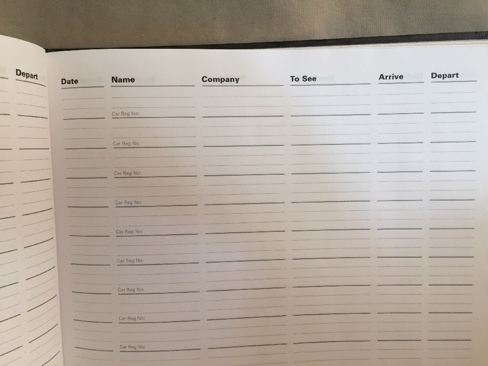 Visitor Sign In Book (date, Name, Company, To See, Arrive, Depart)