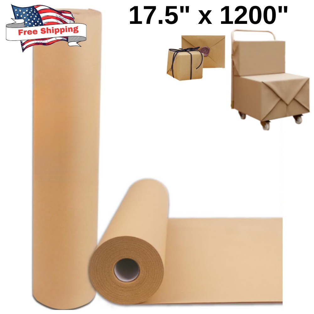 17.5″ x 1200» Brown Kraft Paper 70gsm Basis Thick Roll Packaging Shipping NEW**