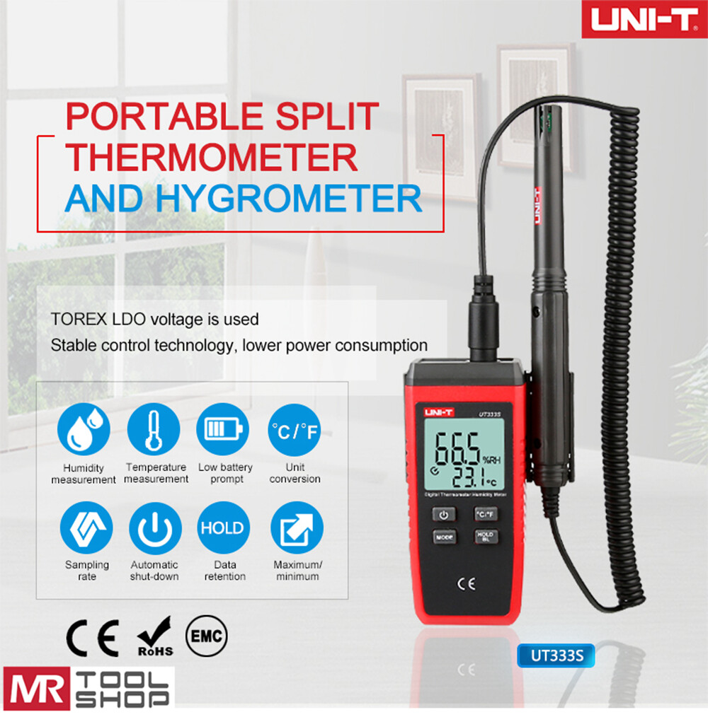 UNI-T UT333S Digital temperature humidity meter Hygometer LCD Data hold Backligh
