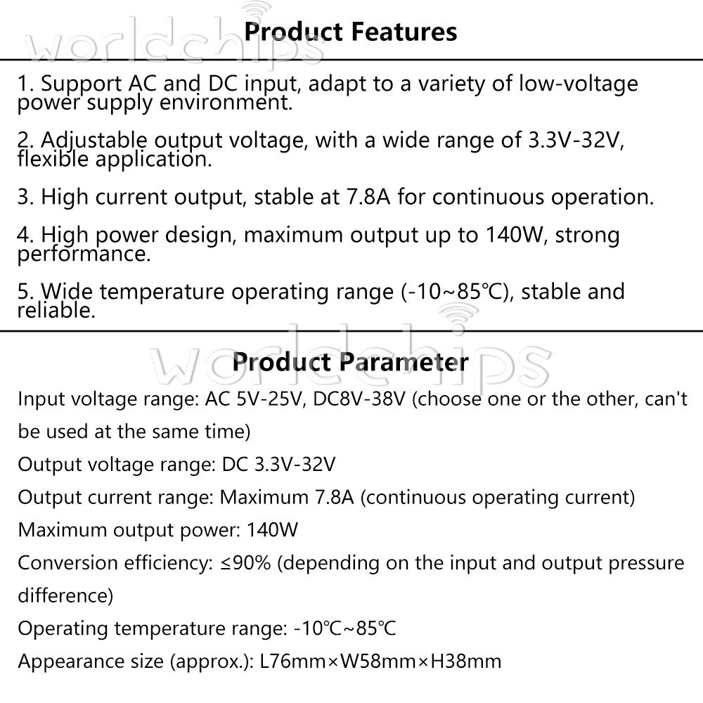 AC 5-25V/DC 8-38V To DC 3.3-32V Buck Power Module Adjustable Voltage Regulator