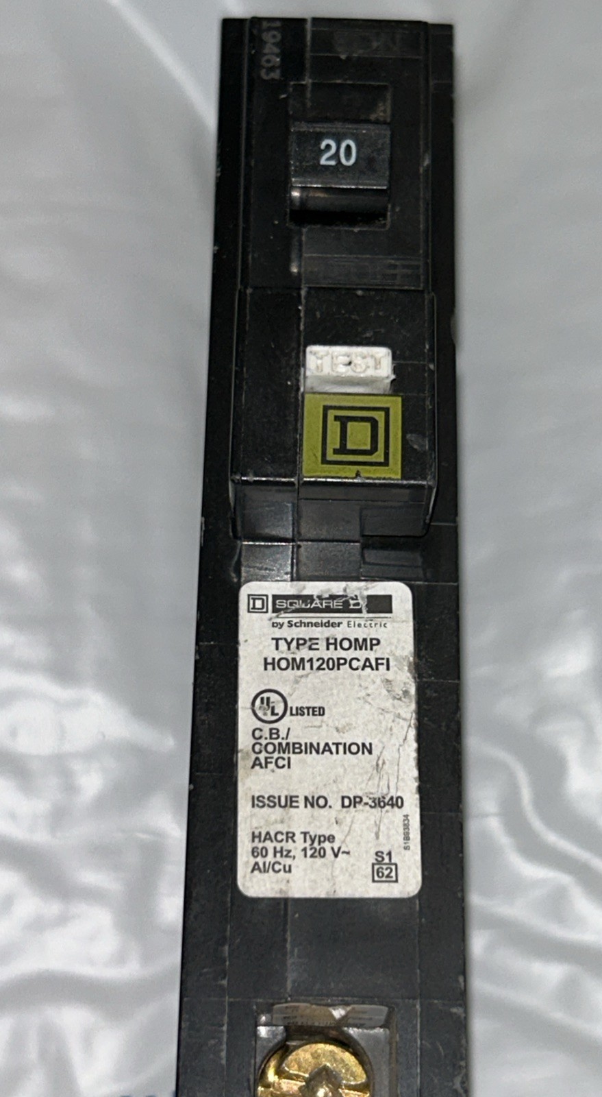 x1 – Square D HOM120PCAFI 20A 120V 1 Pole AFCI Combo Arc Fault Breaker NICE!