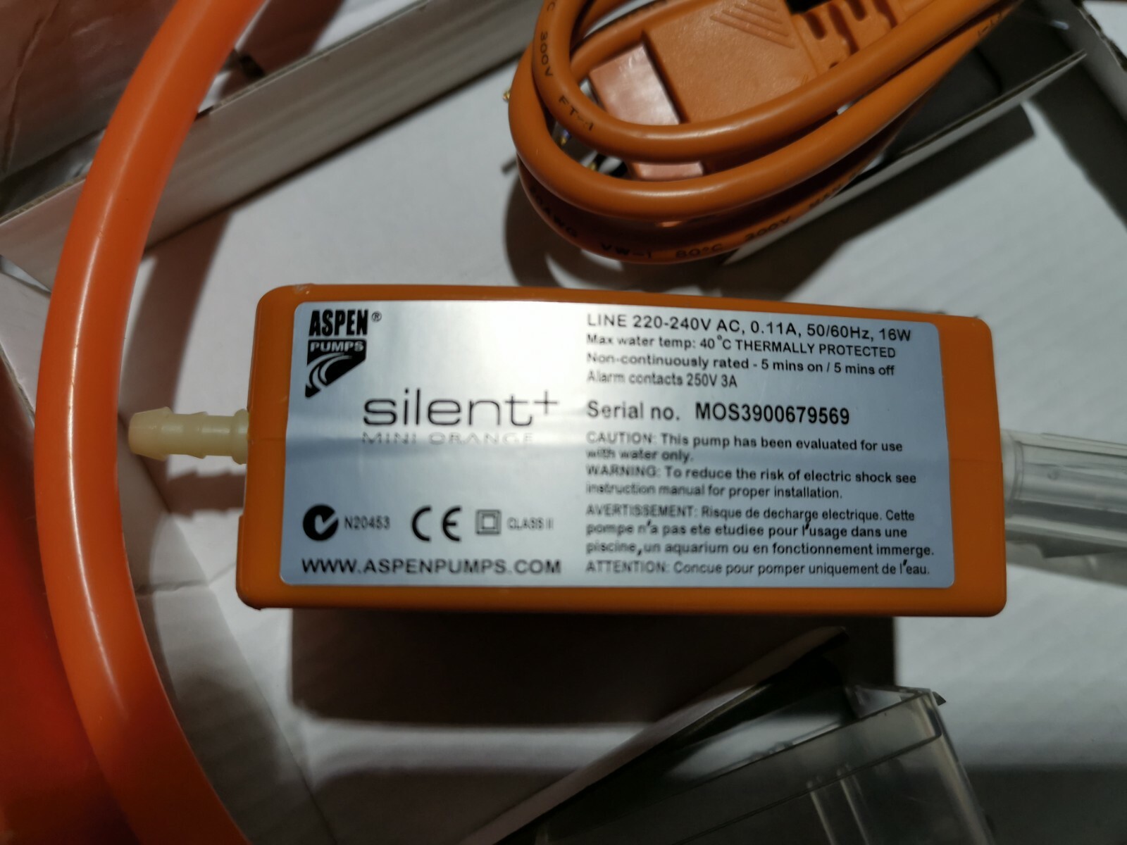 Aspen Pumps Silent+ Mini Orange N20453 Condensation Pump