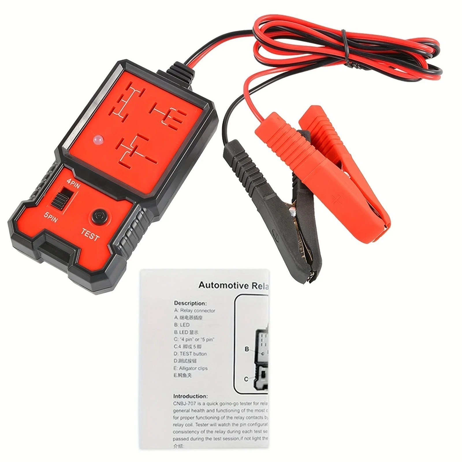 12V Automotive Relay Tester 4/5 Pin LED Car Diagnostic Relay Testing Tool