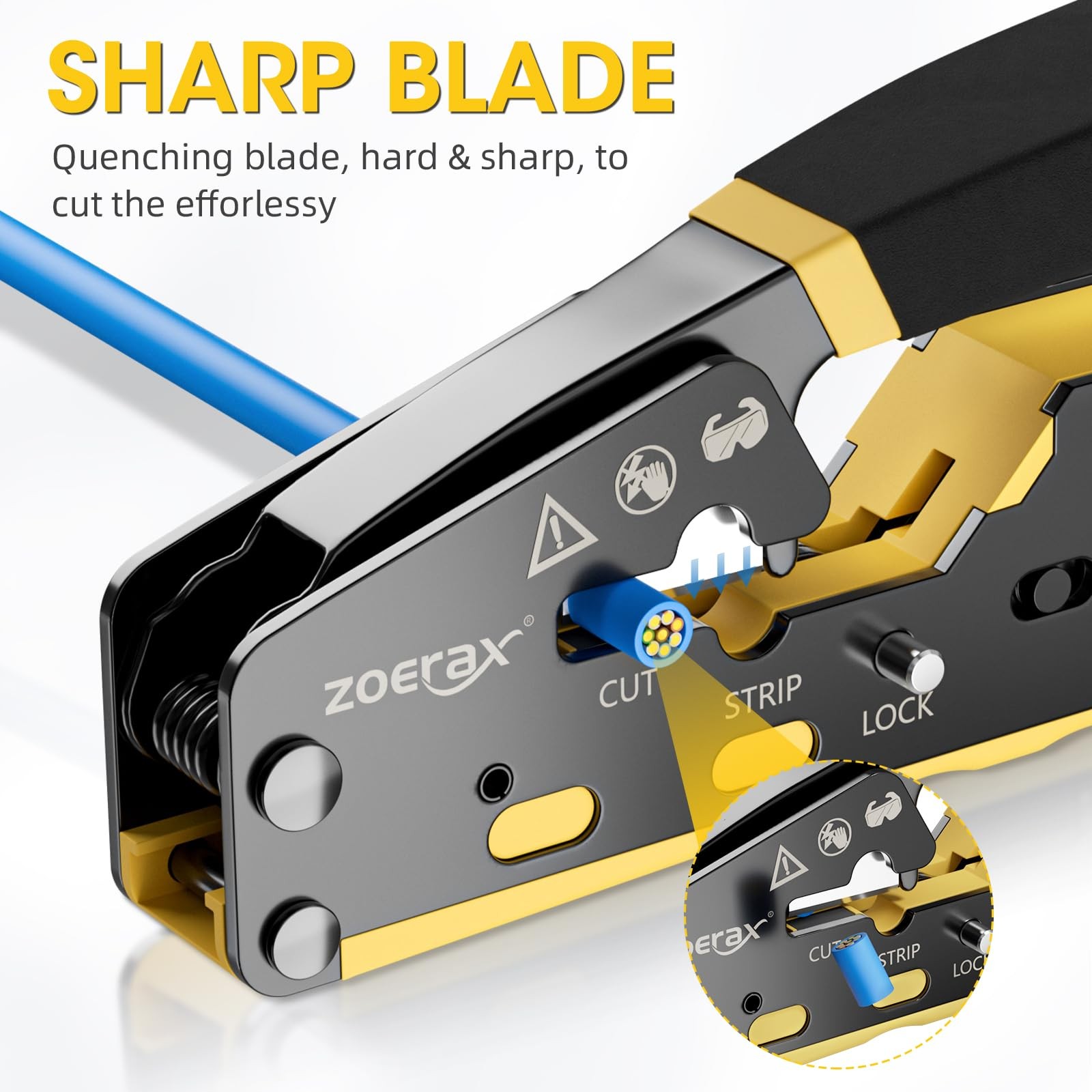 RJ45 Crimping Ethernet Crimp Tool For RJ11/RJ12 Pass Through Connector Yellow