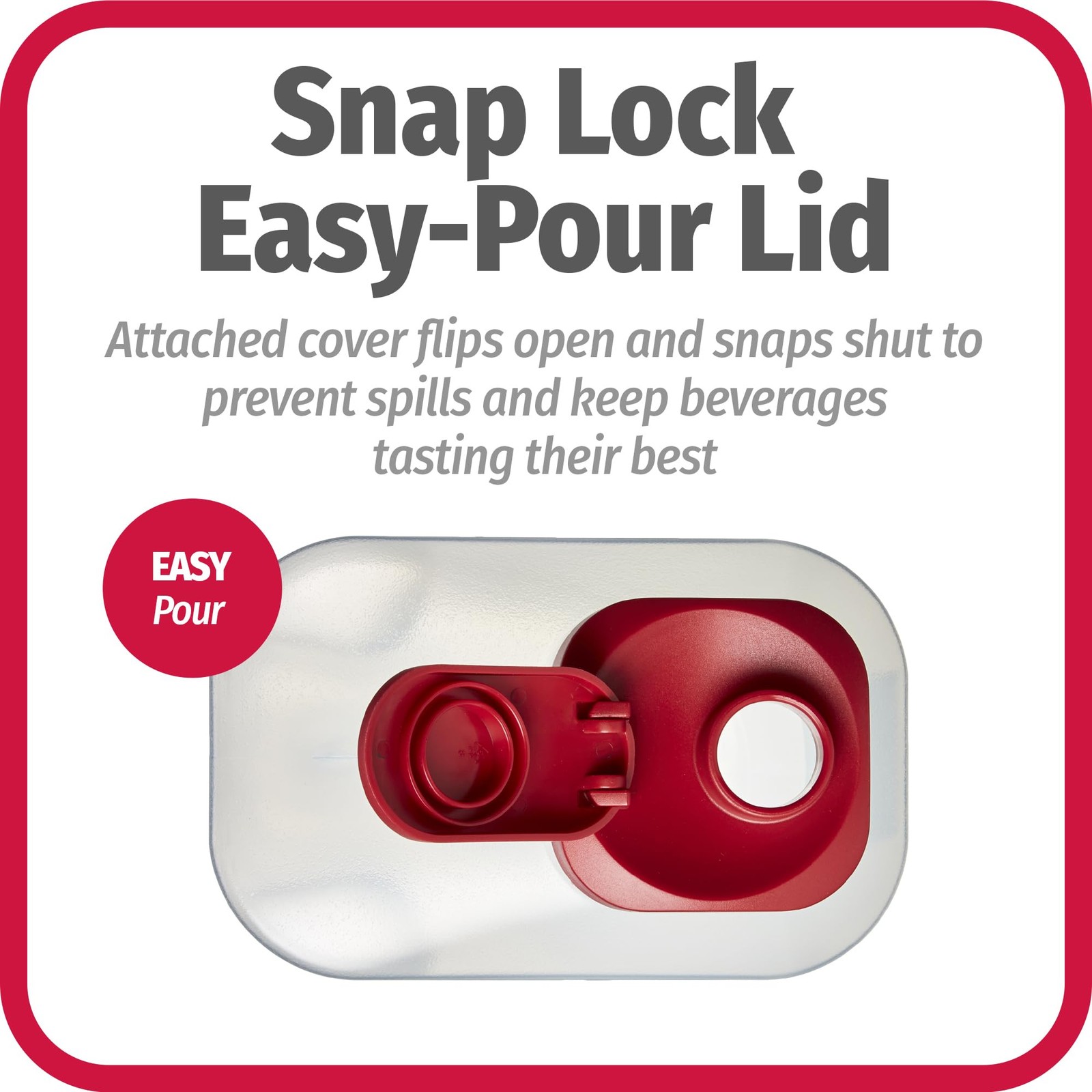 GoodCook 1 Quart Bottle with Snap Lock Easy-Pour 32 Ounces, Clear and Red