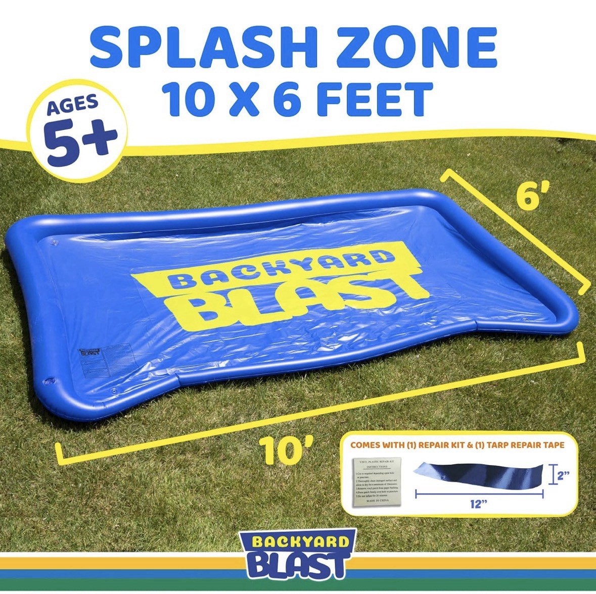 Backyard Blast 10’ x 6’ Splash Zone, Water Slide Splash Pad Accessory