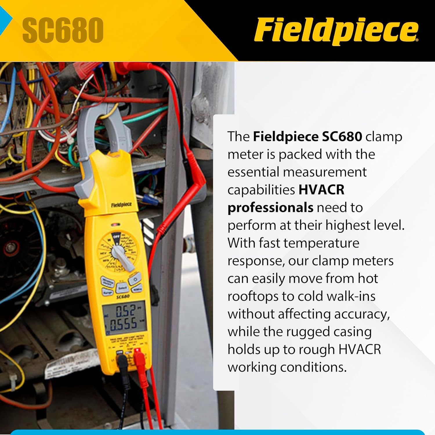 SC680 Wireless Clamp Meter – Dual Display HVACR Multitester for Professionals