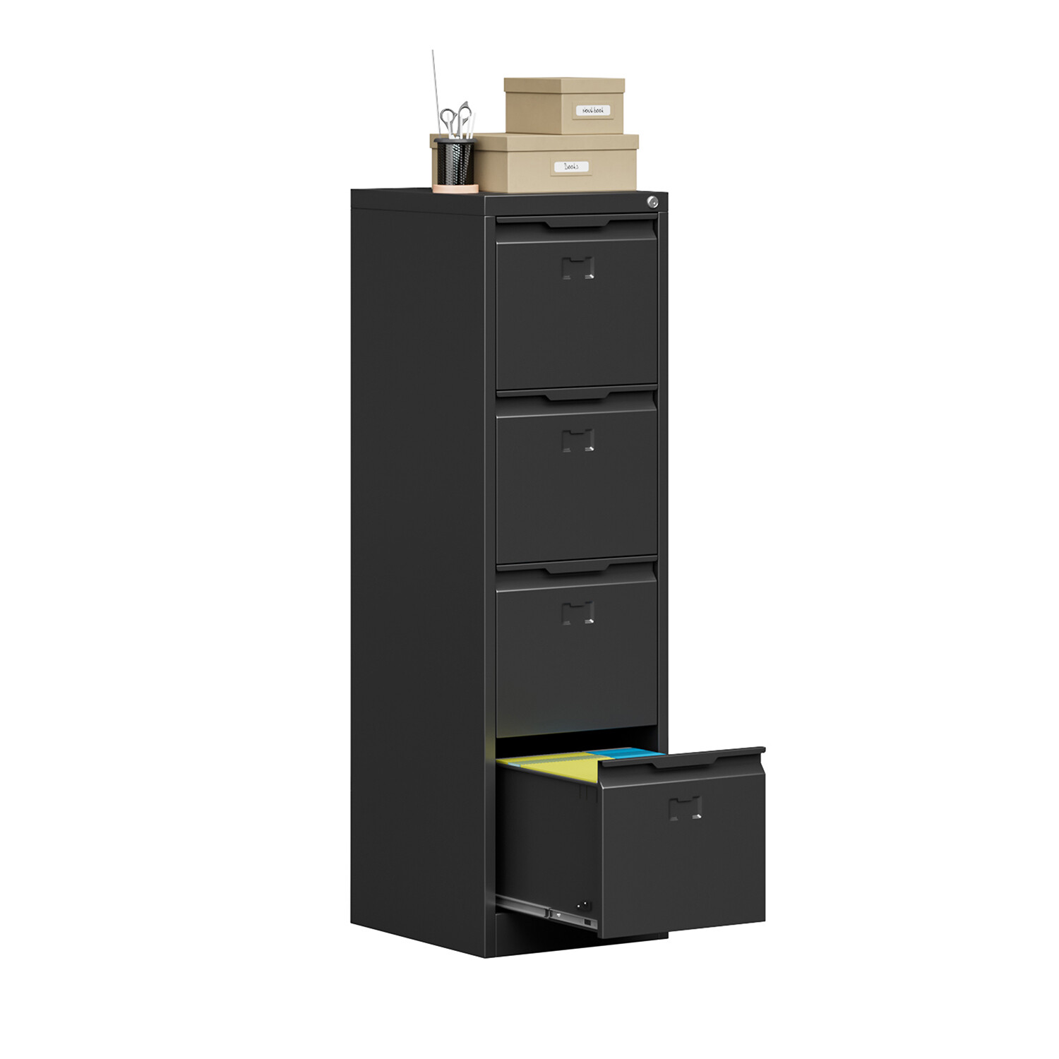 4 Drawer File Cabinet with Lock Metal Vertical Filing Cabinet for Home Office