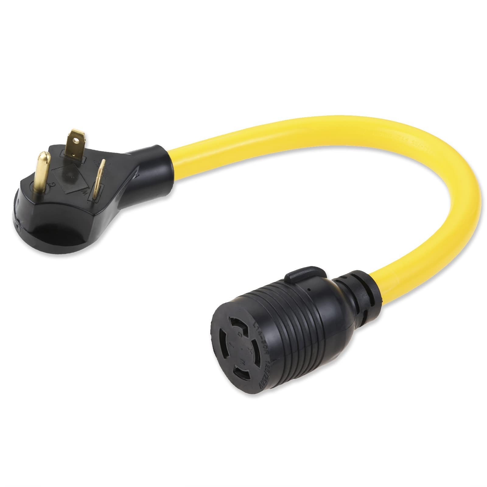 30 Amp Generator Adapter Cord 1.5FT, NEMA TT-30P to L14-30R, RV Power 4 Prong