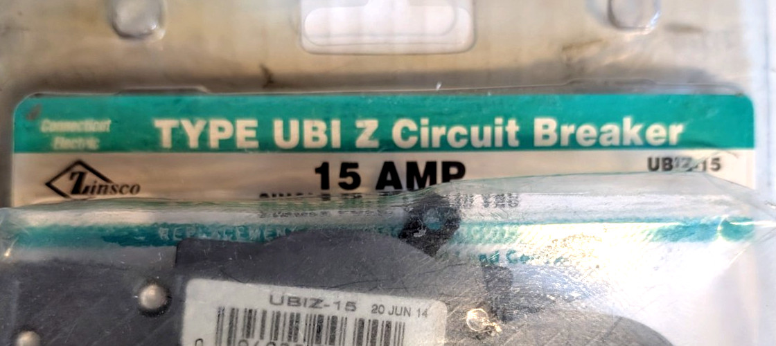 Zinsco UBIZ-15 Circuit Breaker Single Pole 120/240 VAC 15 AMP – New