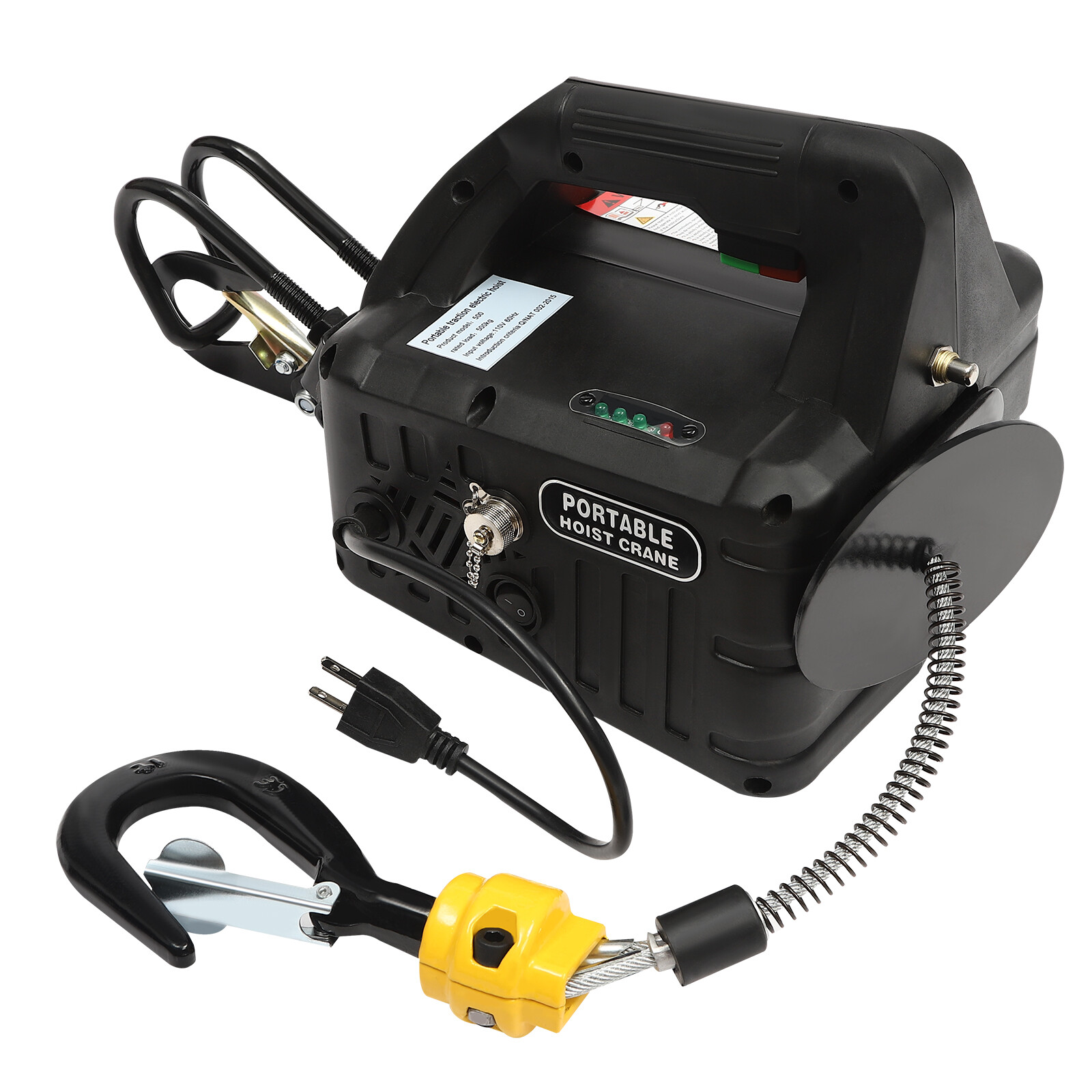 3in1 Portable Electric Hoist Winch 1100lbs Wired/Wireless Remote Control 25ft
