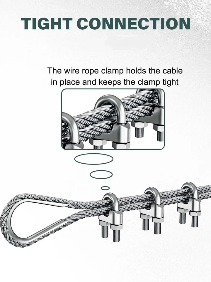 12Pcs 3/16″ M5 Wire Rope Clamps 10 Pcs M5 Wire Rope Thimble 304 Stainless Steel