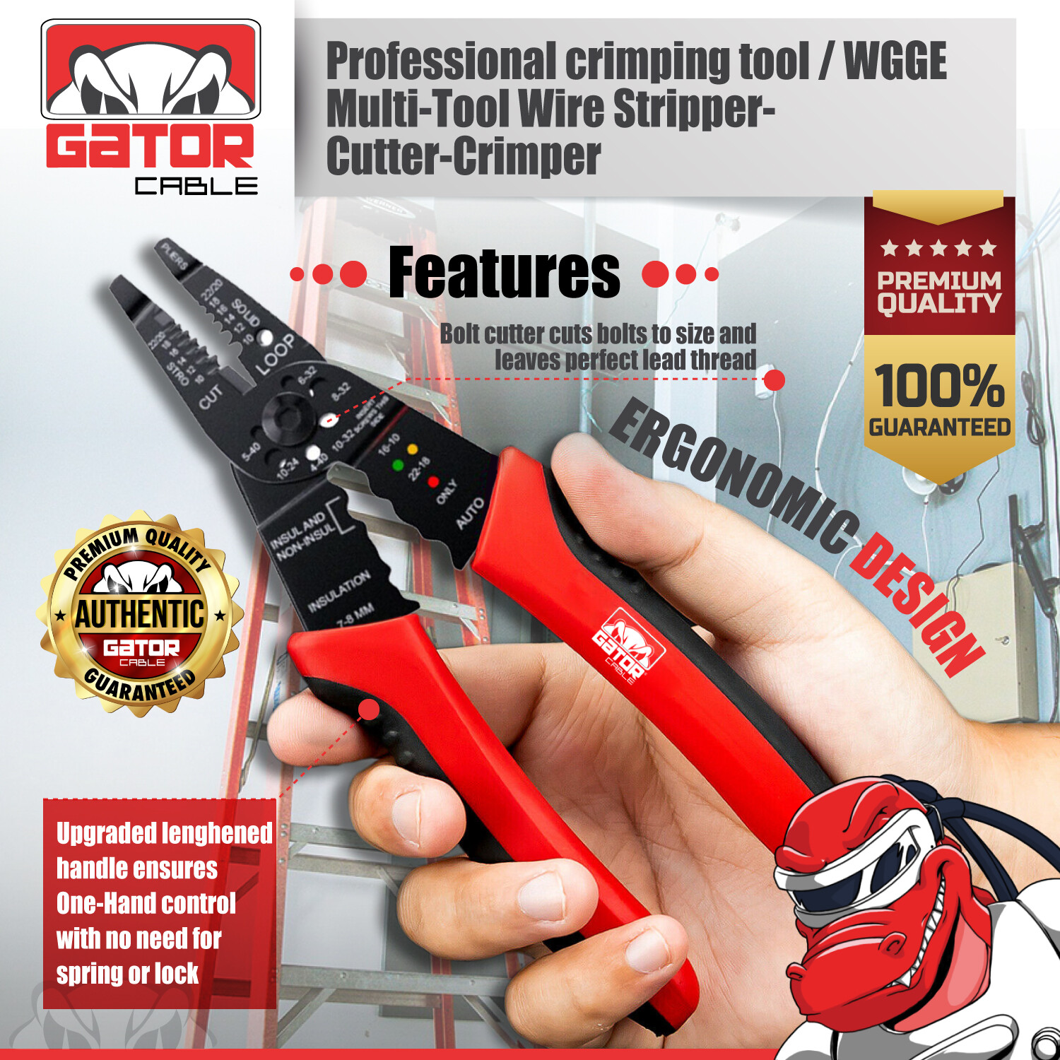 Wire Cable Screws Stripper Cutter Crimper Shearer Snipper Pliers Grip Multi-Tool