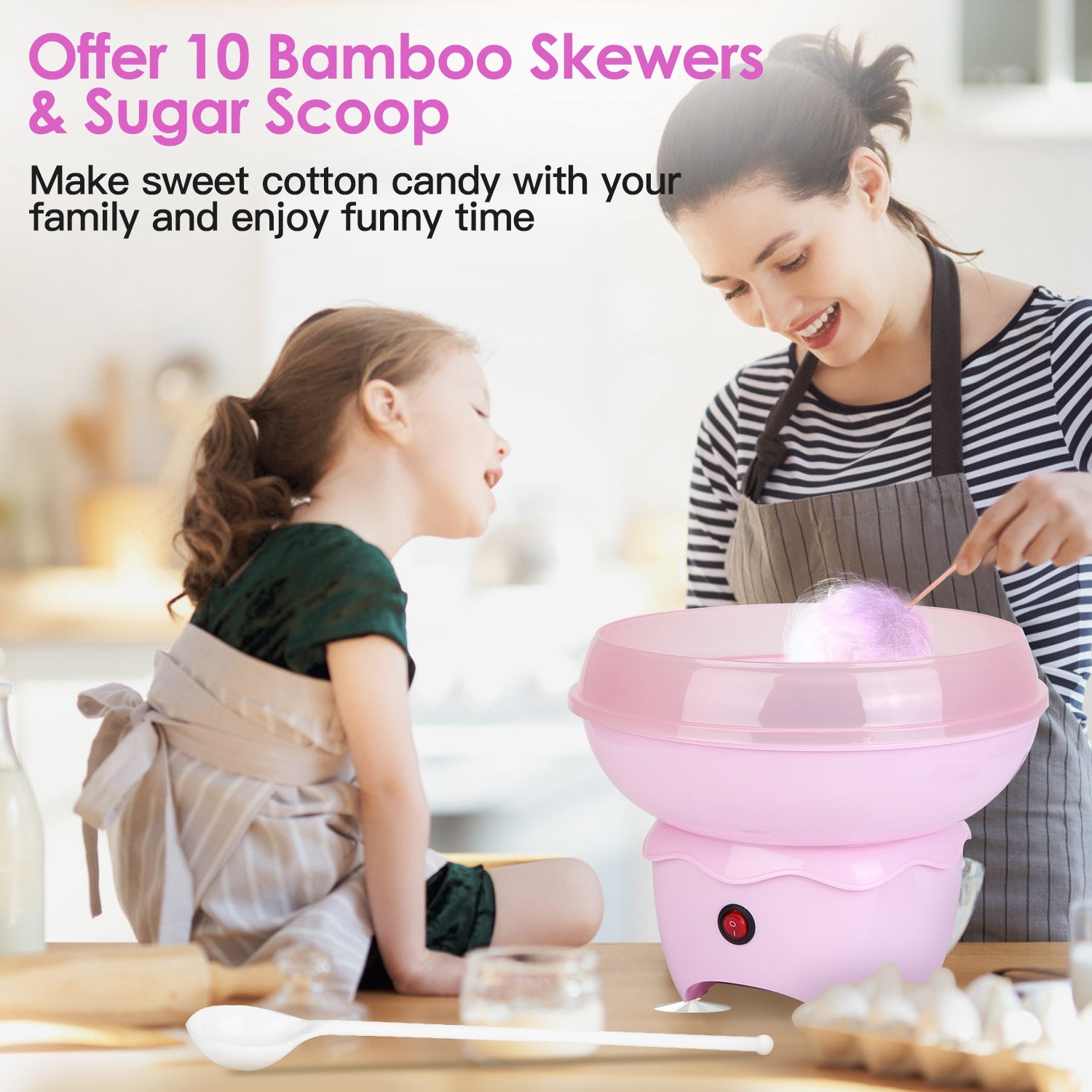 400W Electric Cotton Candy Machine w/ Sugar Scoop for Birthday Family Party Gift