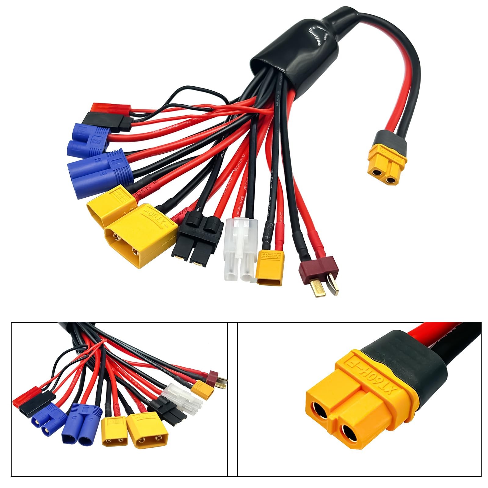 RC Lipo Battery Charger Adapter Connector Splitter Wire 10 in 1 Octopus Conve…